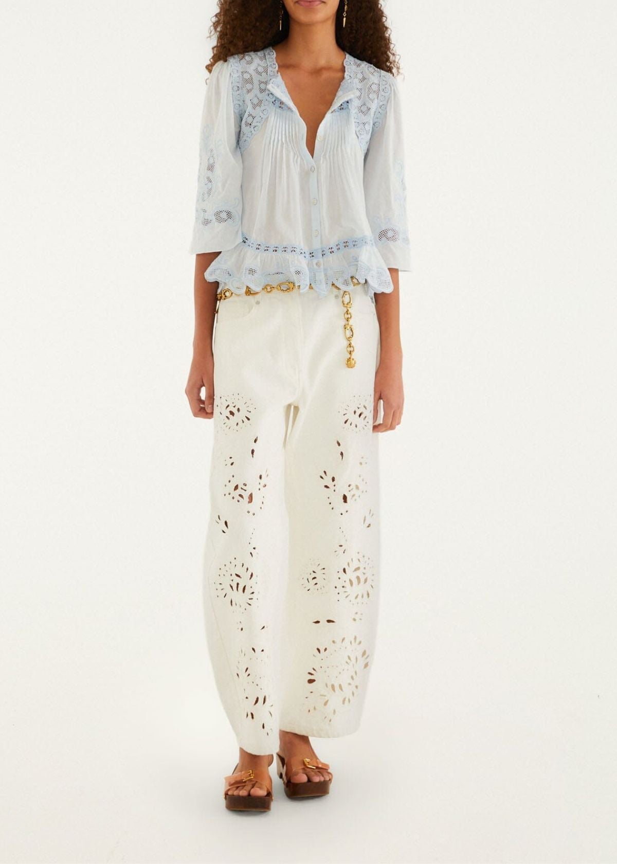 FARM RIO Richelieu Top - Light Blue