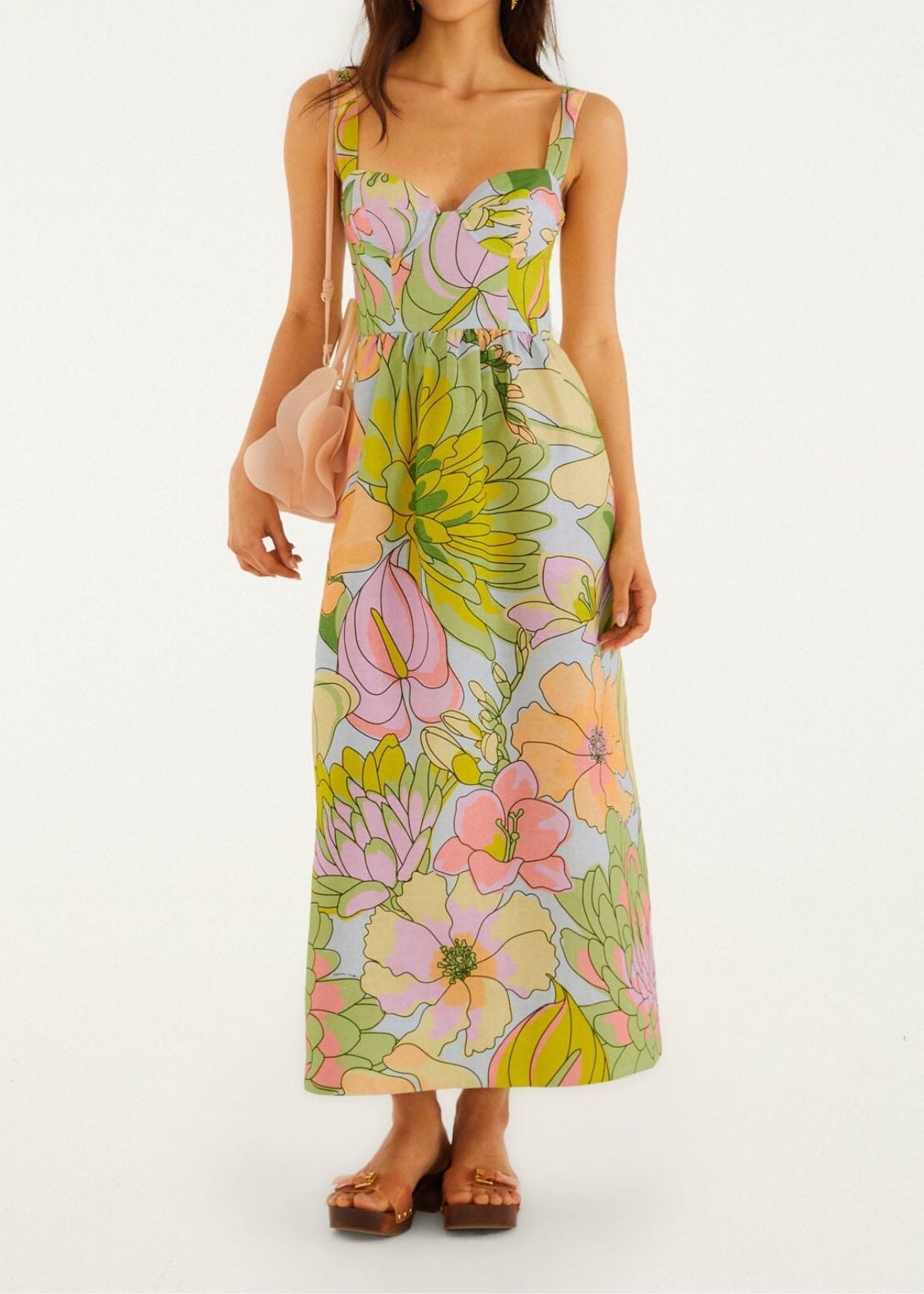 FARM RIO Spring Affair Maxi Dress - Light Blue