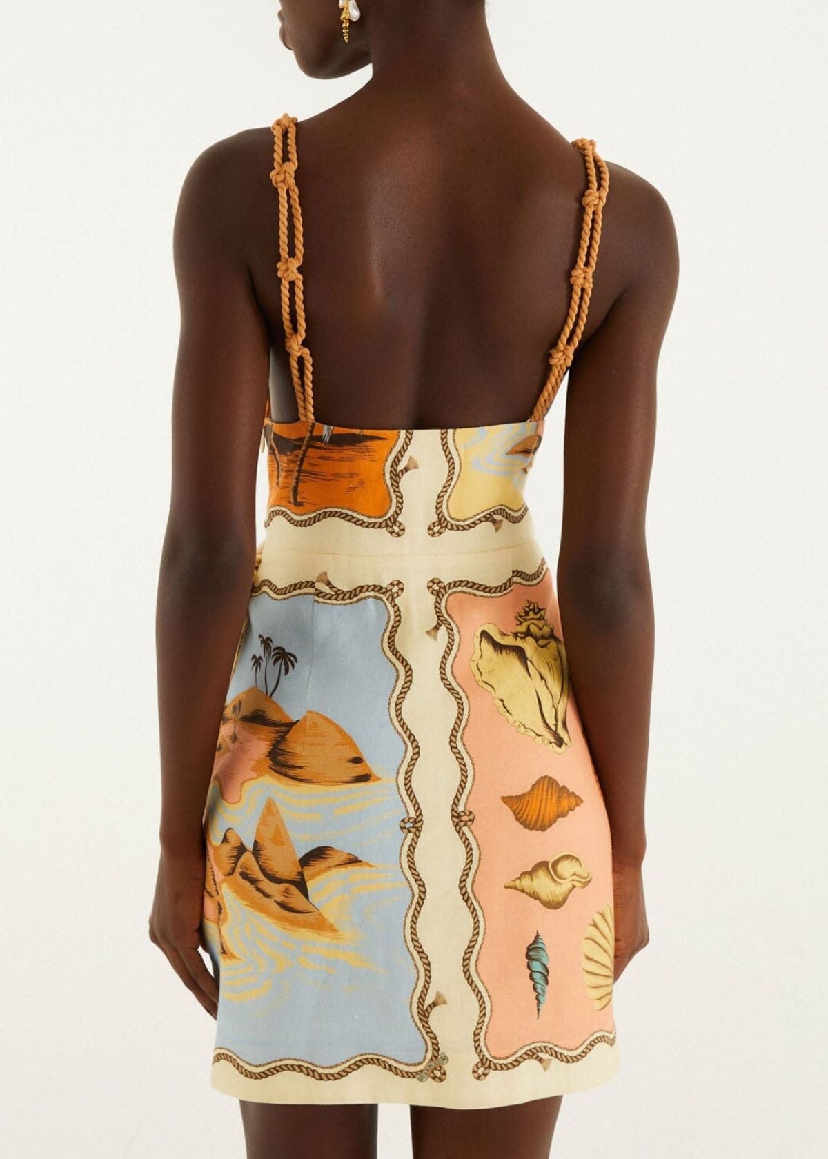 FARM RIO Multi Color Rio Souvenir Scarves Rope Strap Mini Dress