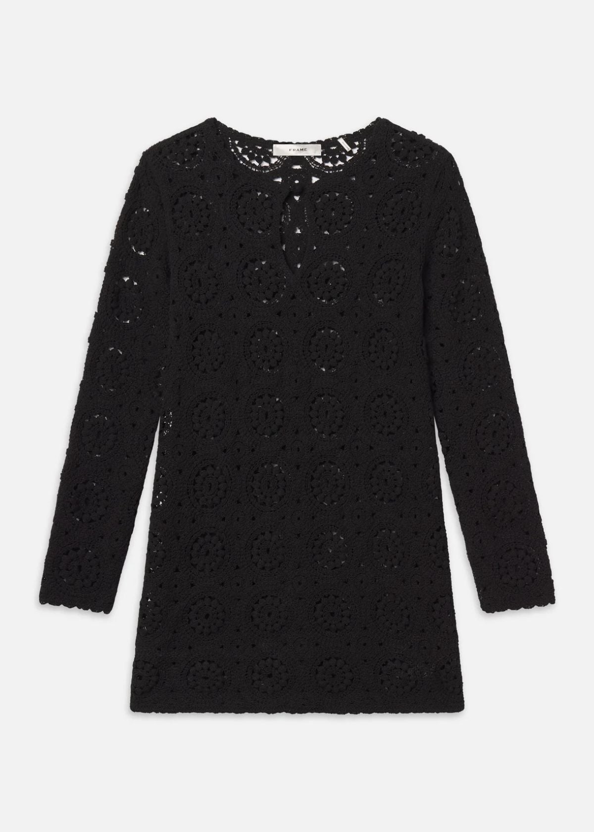 FRAME The Crochet Keyhole Dress - Black