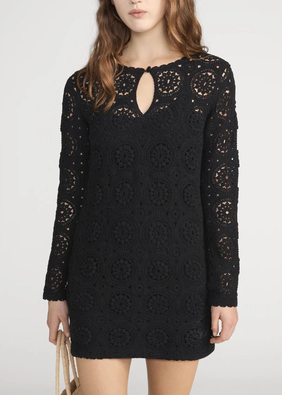 FRAME The Crochet Keyhole Dress - Black