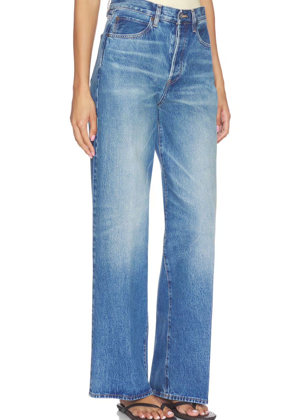 FRAME The Collegiate Wide Leg Jean - Fighter