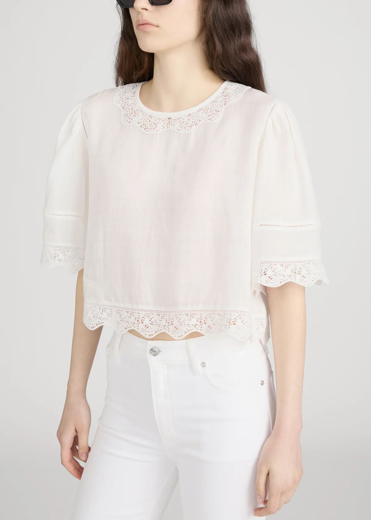 FRAME The Embroidered Top - White