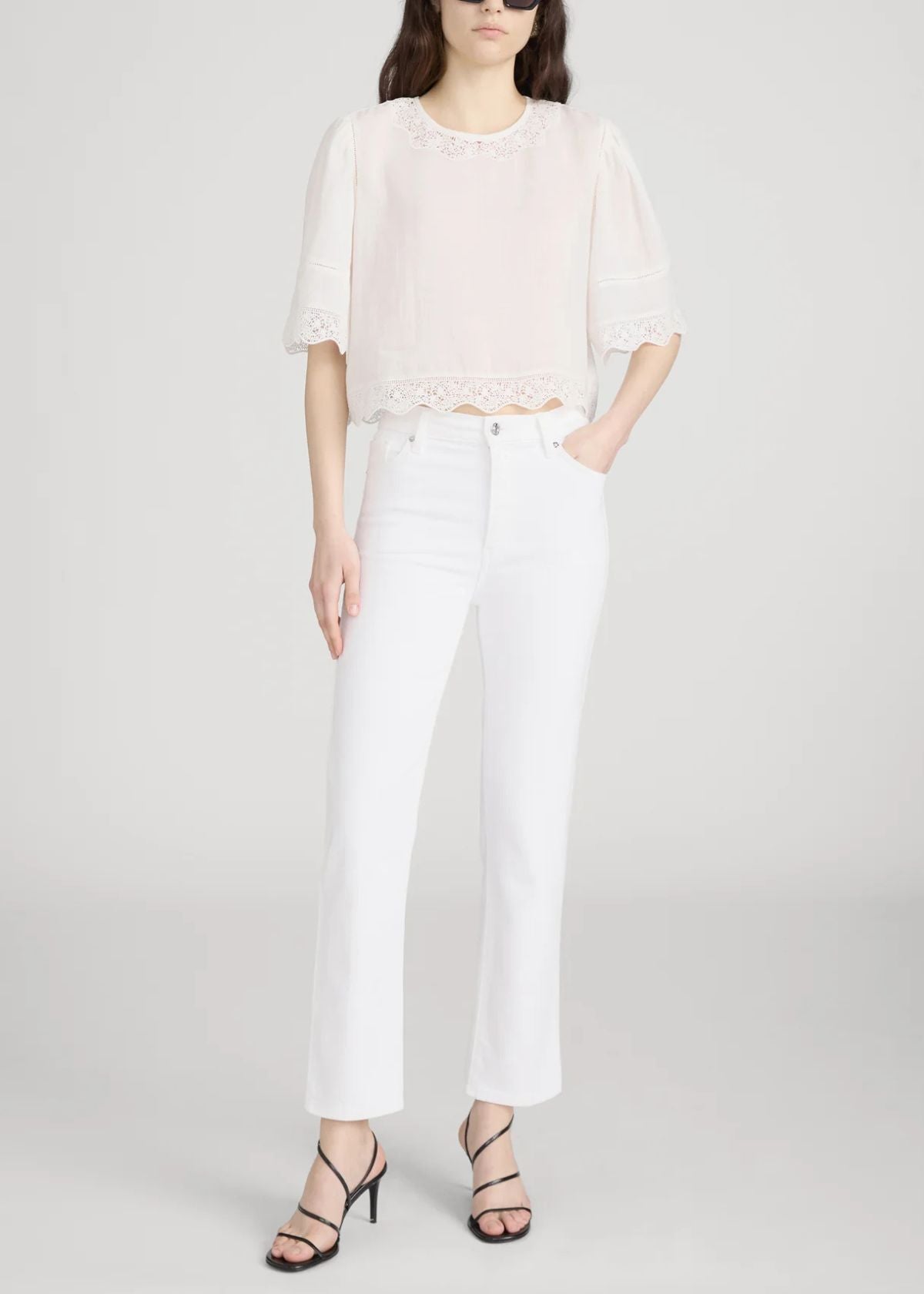 FRAME The Embroidered Top - White