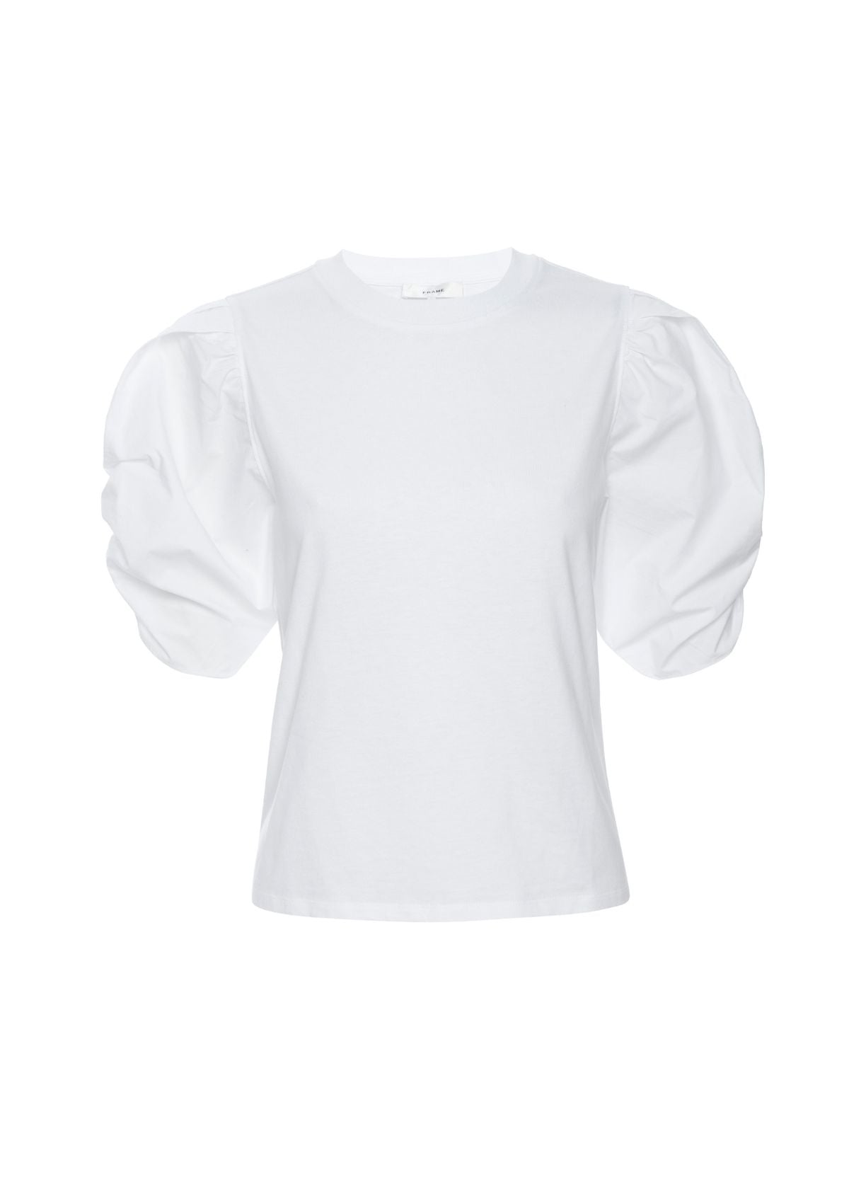 FRAME Pleated Puff Sleeve Tee - White