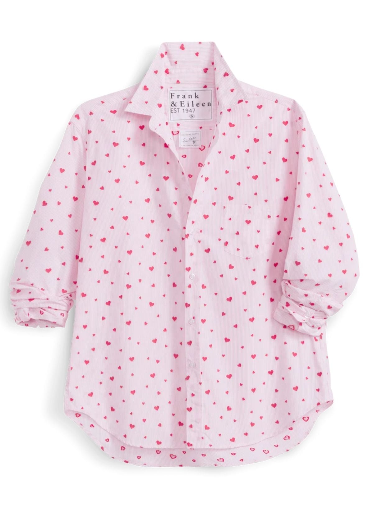 FRANK & EILEEN Eileen Relaxed Top - Pink Stripe Hearts