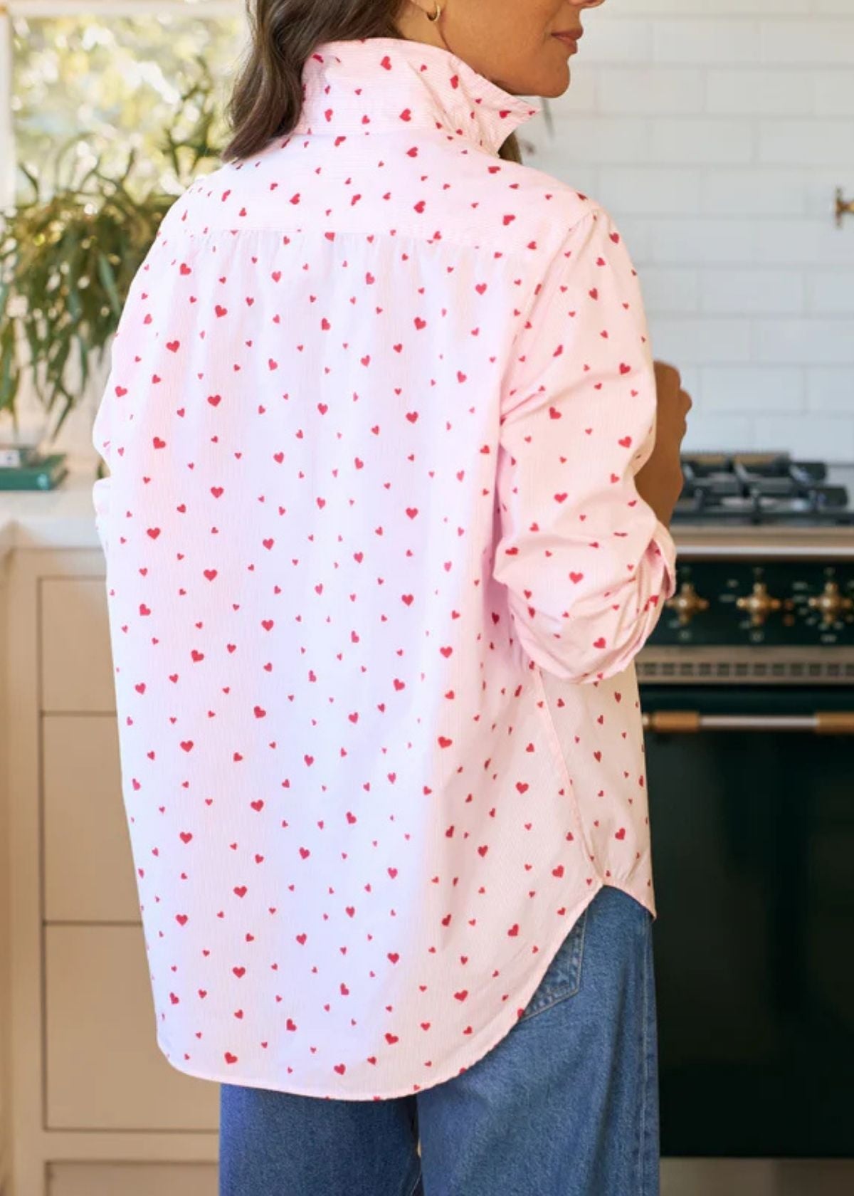 FRANK & EILEEN Eileen Relaxed Top - Pink Stripe Hearts