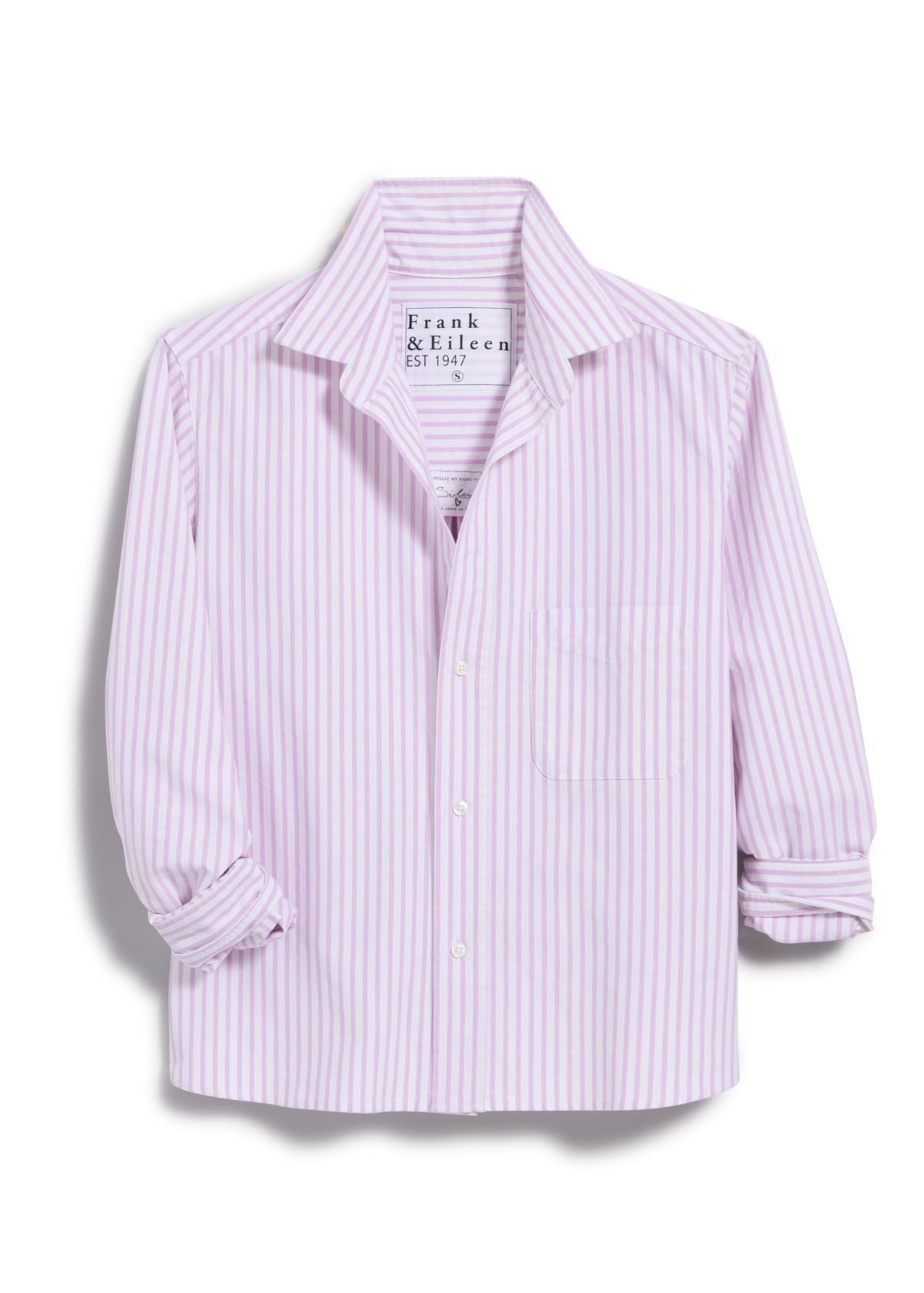 FRANK & EILEEN Silvio Button Front Top - Wide Purple Stripe