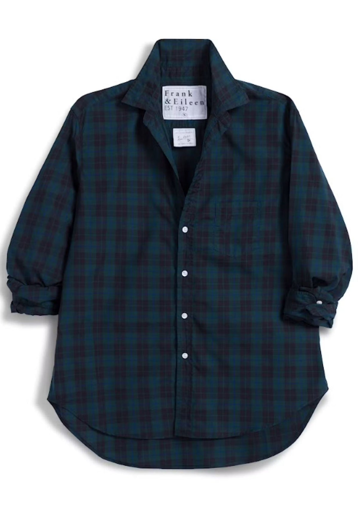 FRANK AND EILEEN Eileen Relaxed Fit Top - Green, Black, Blue Plaid
