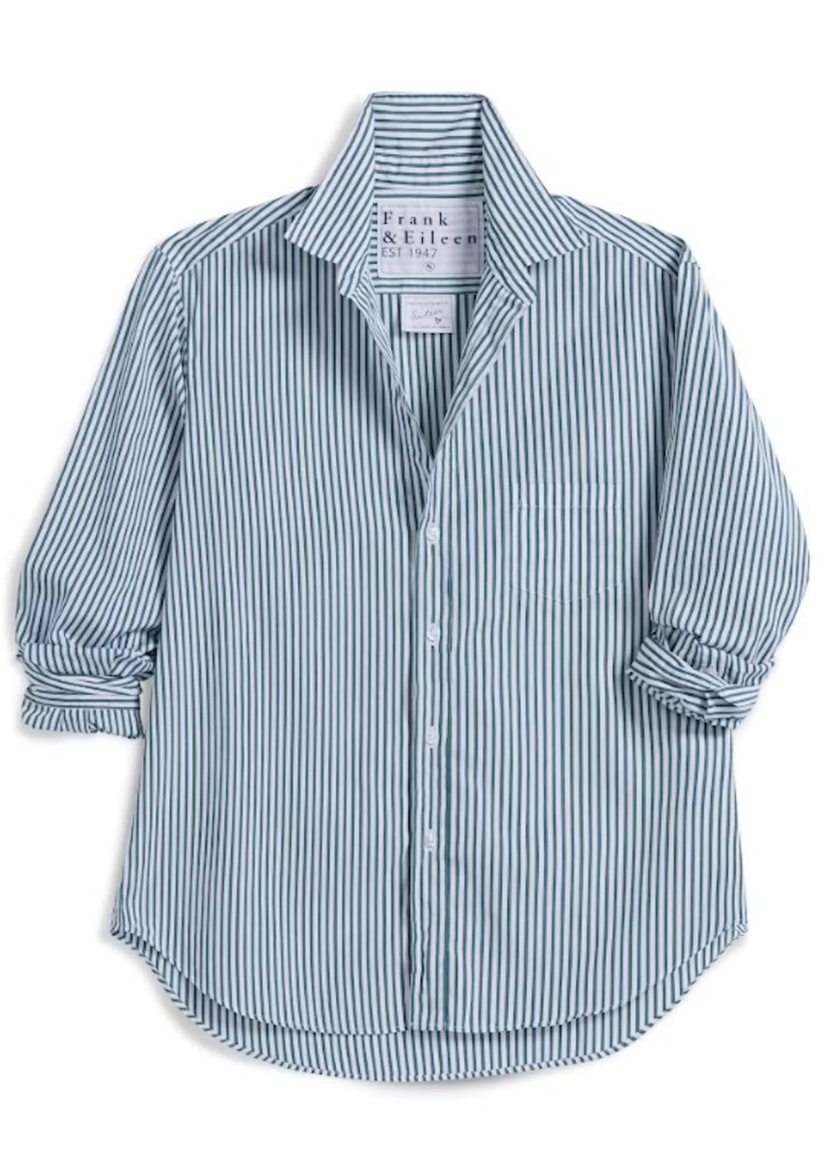FRANK AND EILEEN Eileen Relaxed Fit Top - Mulit Green Stripe
