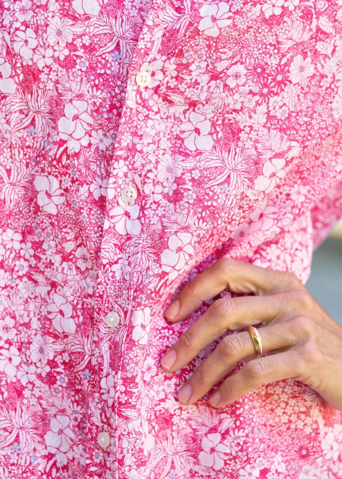 FRANK & EILEEN Hunter Step Hem Dress - Pink Floral