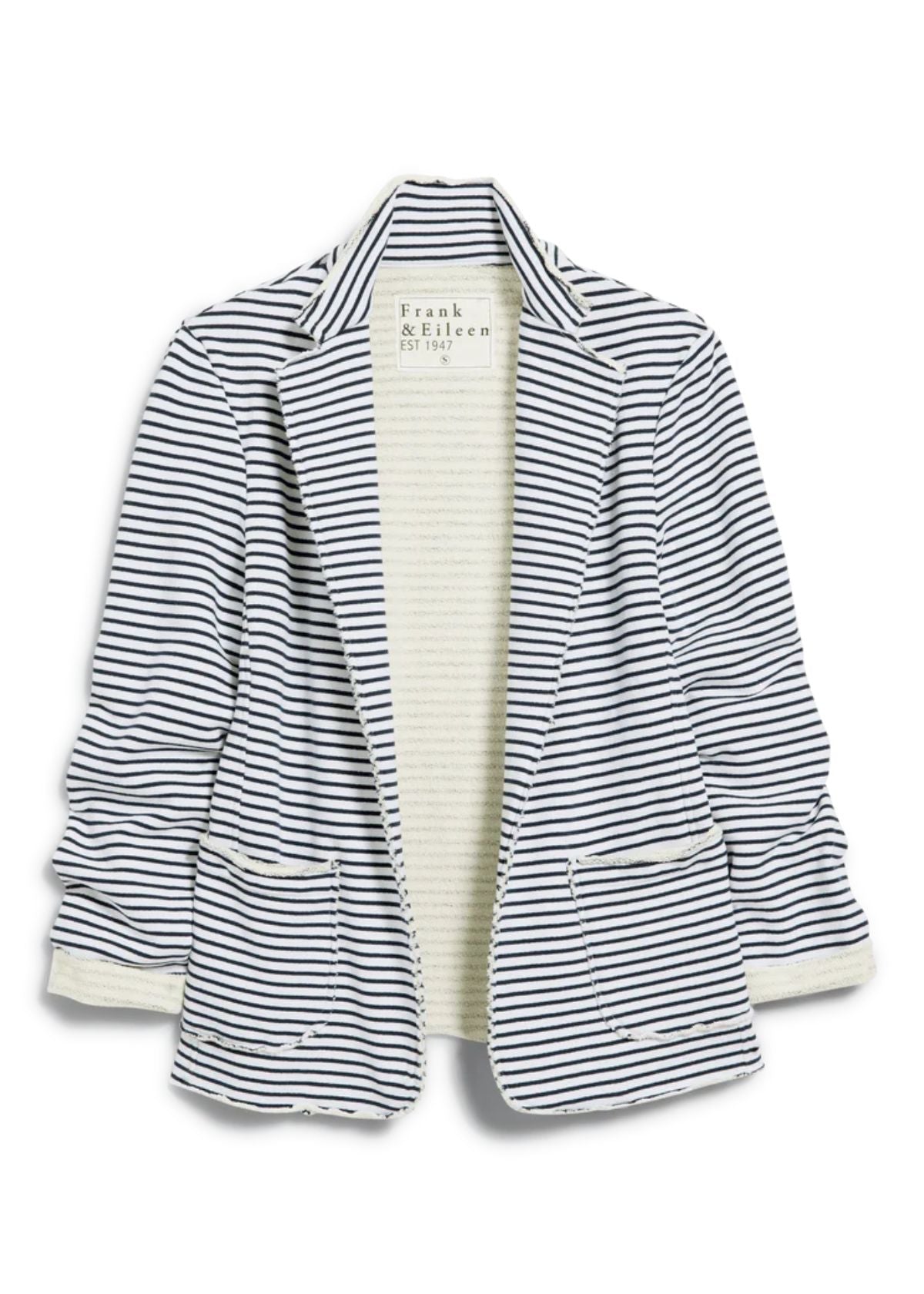 FRANK & EILEEN Dublin Knit Blazer - White and British Royal Navy