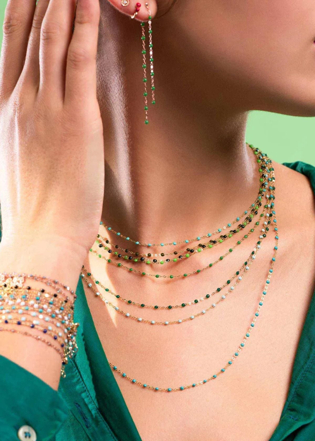 GIGI CLOZEAU Classic Gigi Jade Necklace with Yellow Gold - 16.5"