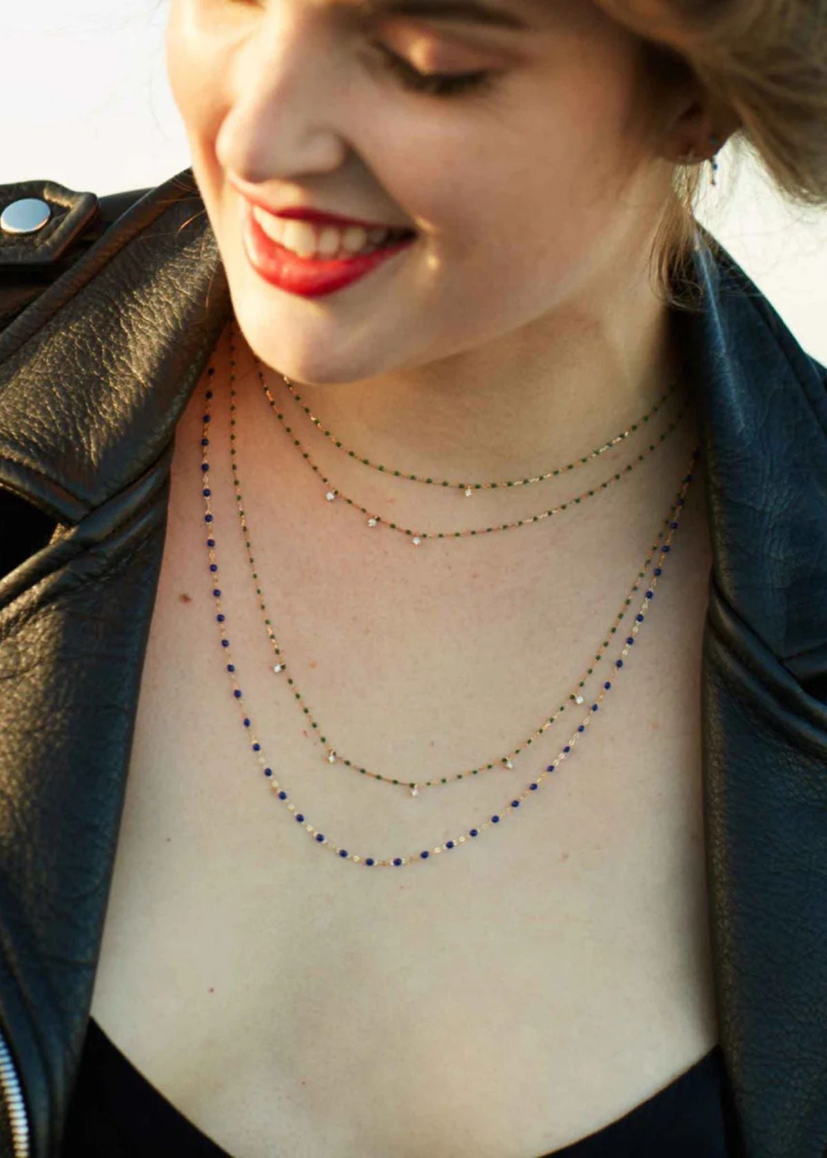 GIGI CLOZEAU Classic Gigi Lapis Necklace with Yellow Gold - 19.7"