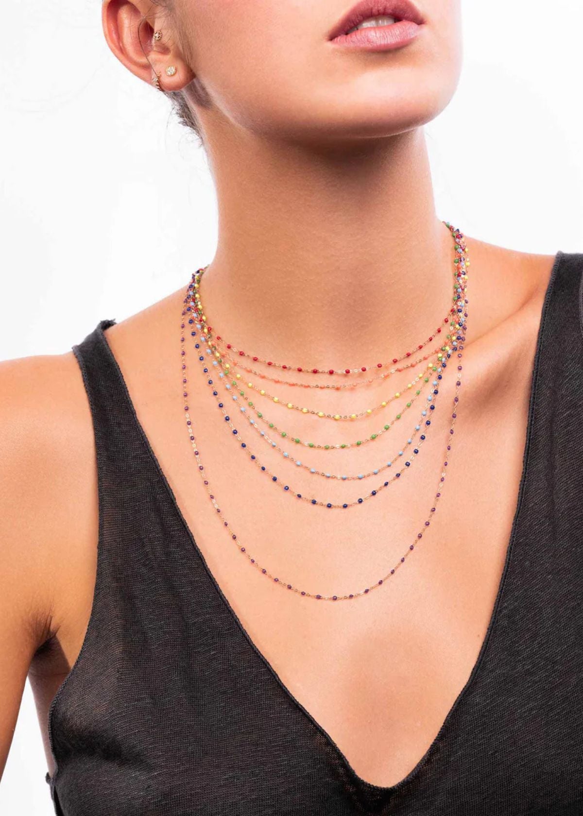 GIGI CLOZEAU Classic Gigi Lapis Necklace with Yellow Gold - 19.7"