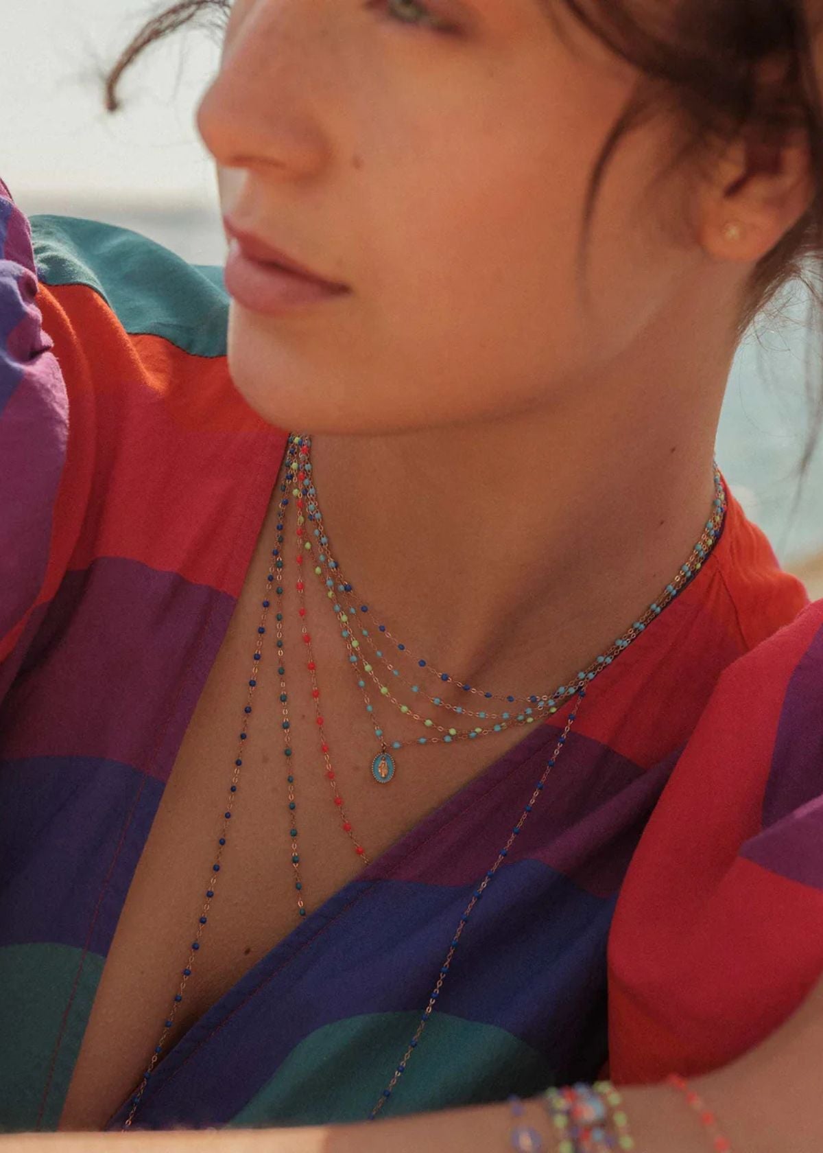 GIGI CLOZEAU Classic Gigi Turquoise Necklace with Yellow Gold - 16.5"