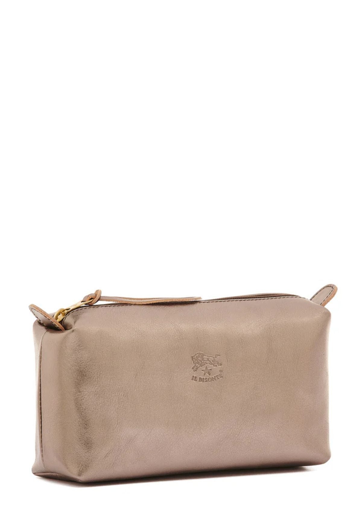 IL BISONTE Classic Leather Makeup Case - Metallic Bronze
