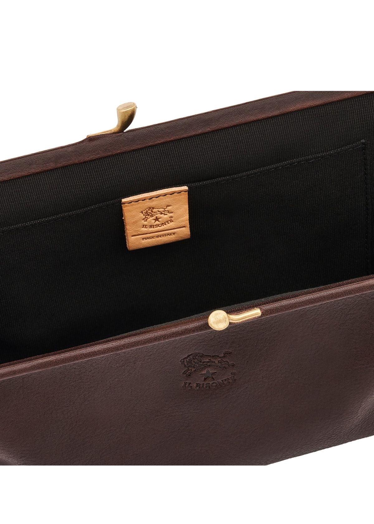 IL BISONTE Manuela Leather Clutch Handbag - Coffee