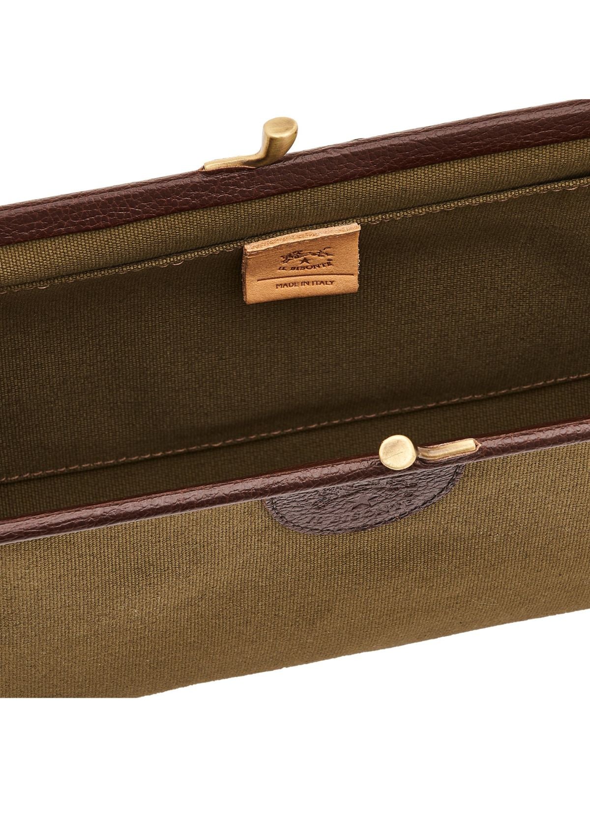 IL BISONTE Manuela Canvas and Leather Clutch Handbag - Green