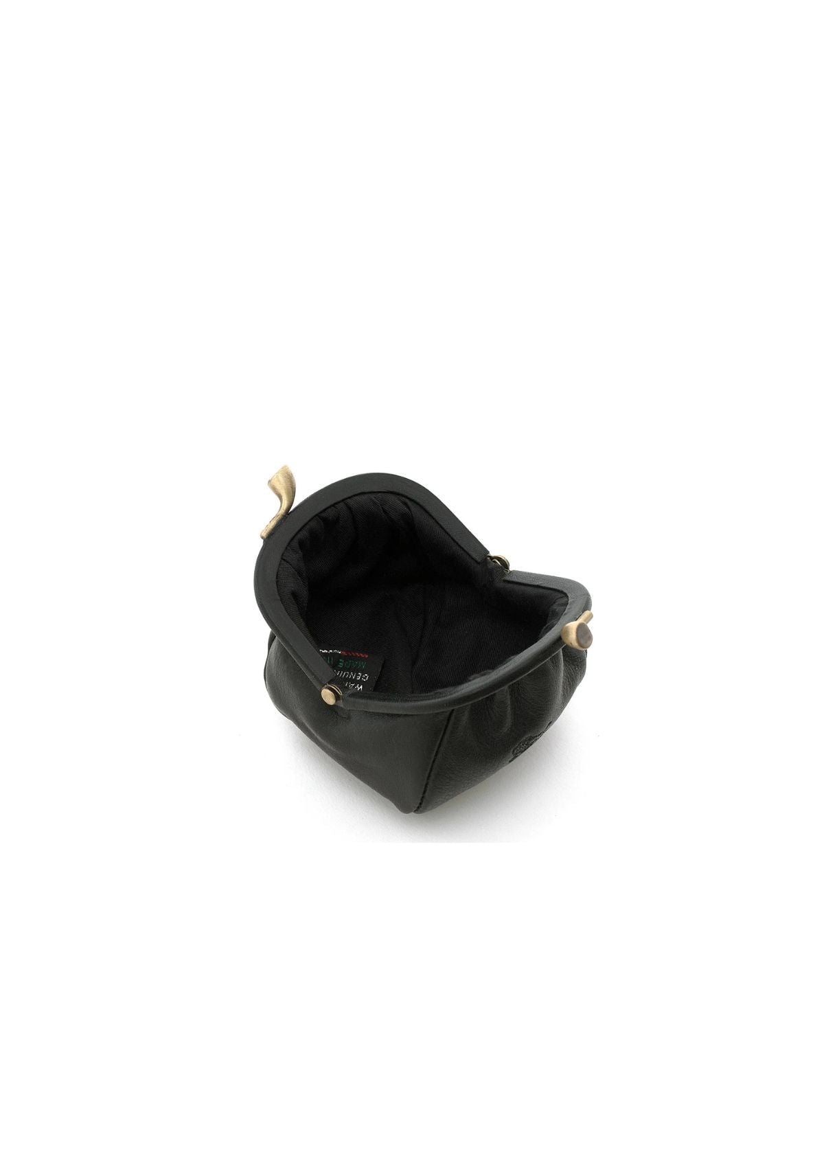 IL BISONTE Leather Coin Purse - Black