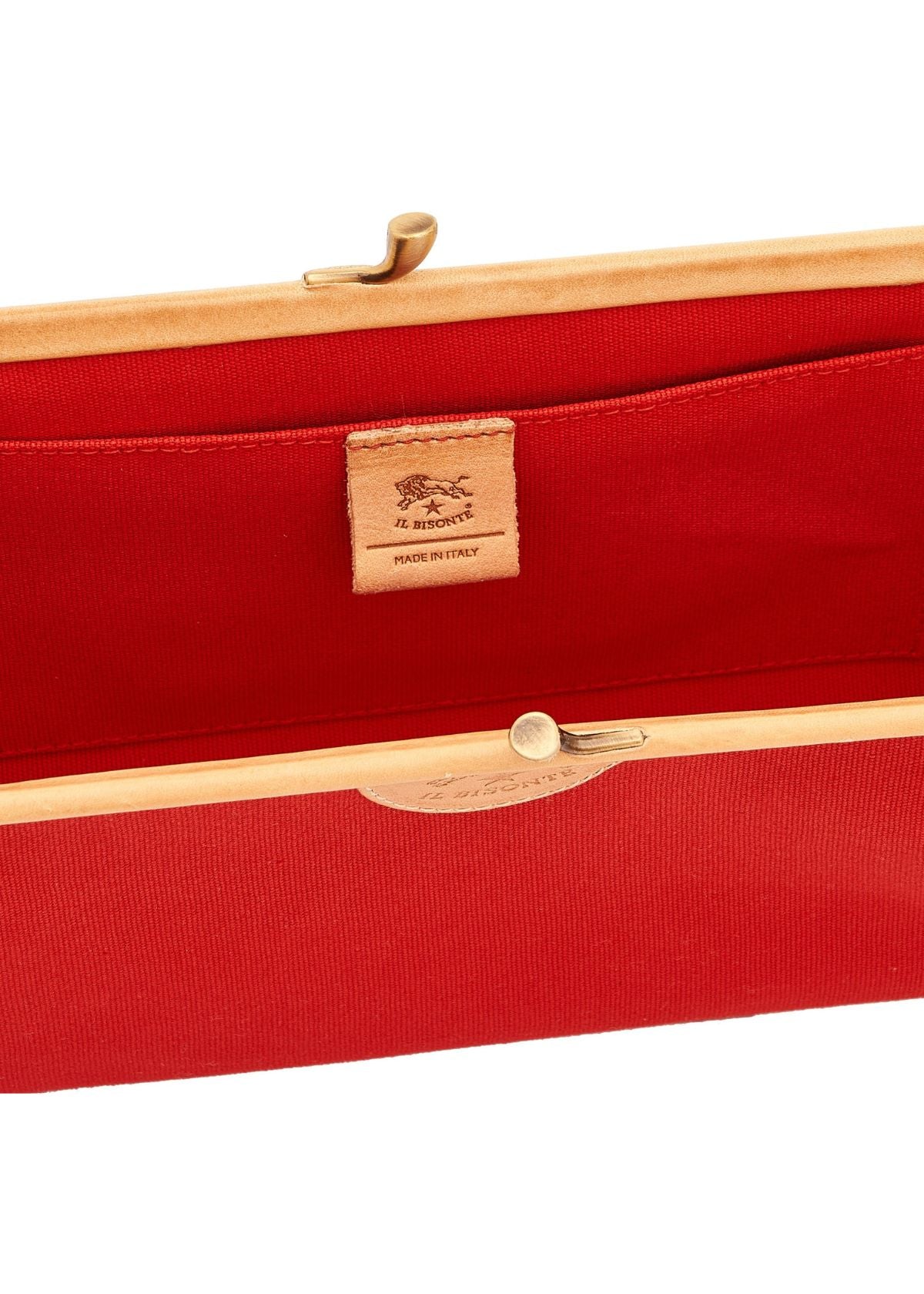 IL BISONTE Manuela Canvas and Leather Clutch Handbag - Red & Natural