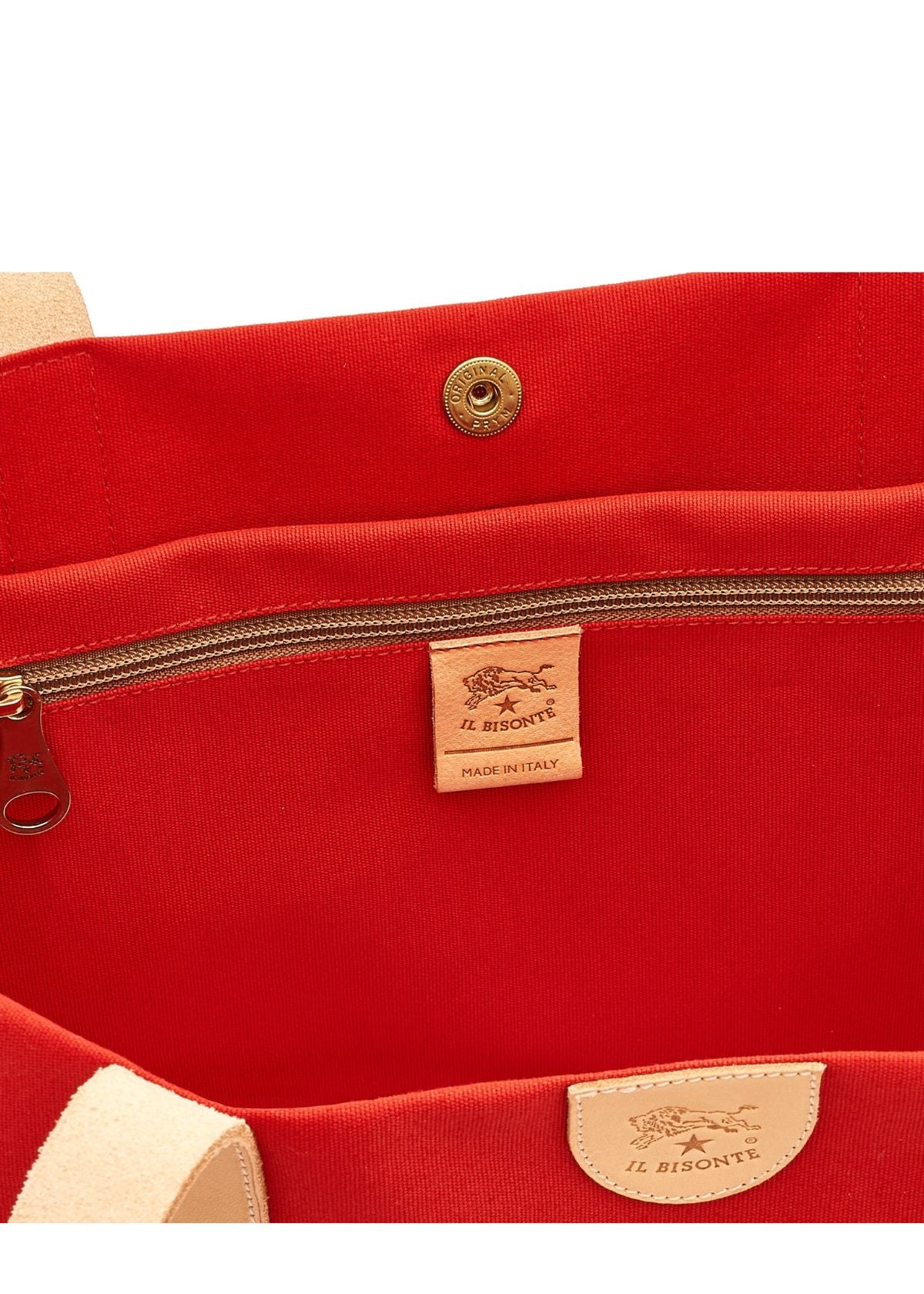 IL BISONTE Carmella Medium Tote Handbag - Red and Natural