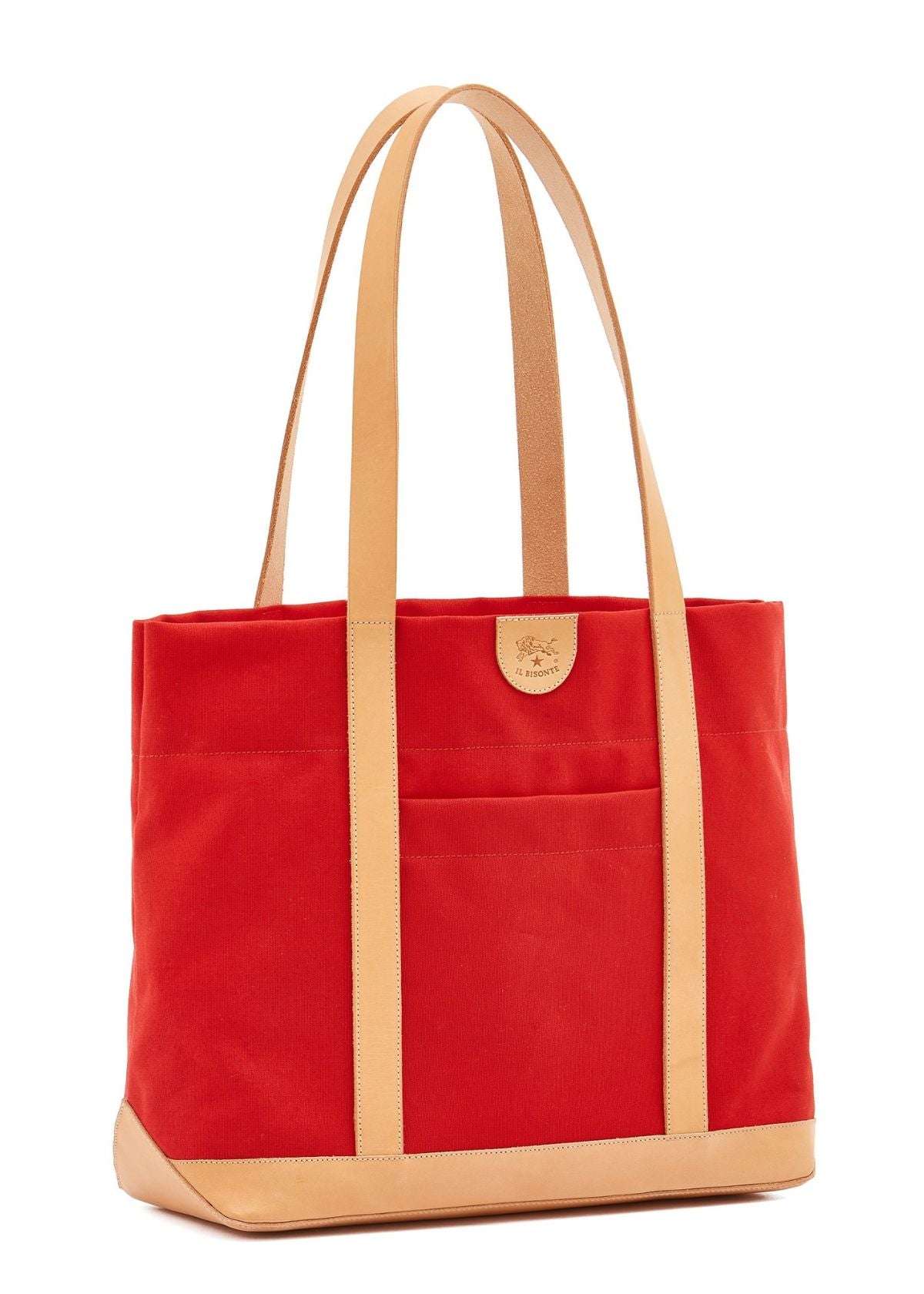 IL BISONTE Carmella Medium Tote Handbag Red and Natural