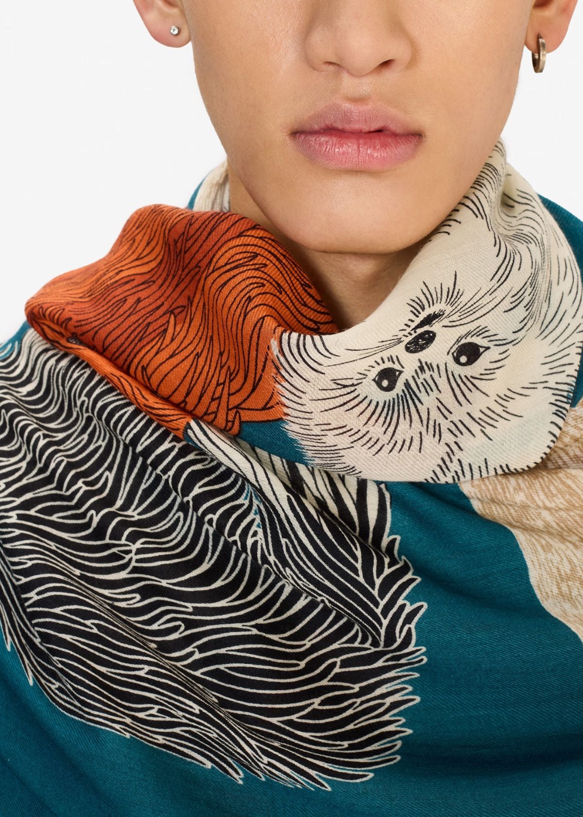 INOUI EDITIONS Toutou 100 Rectangle Scarf - Duck Blue