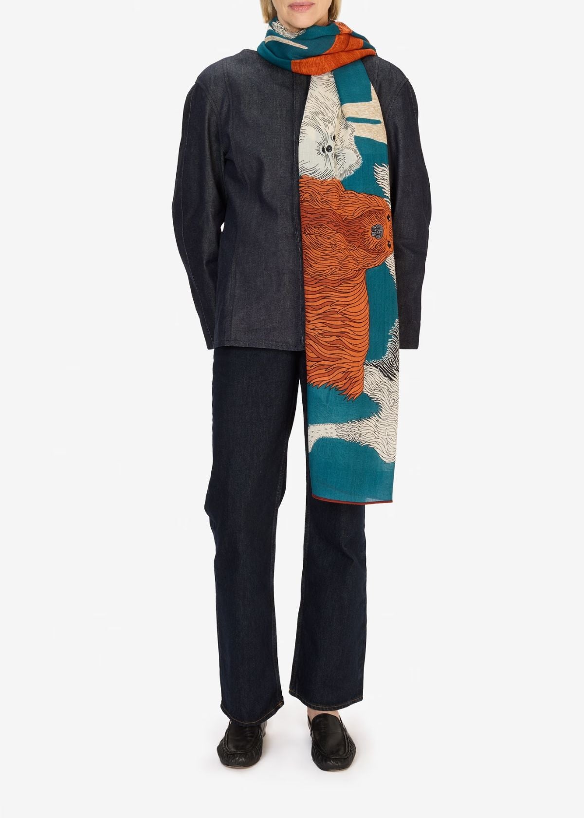 INOUI EDITIONS Toutou 100 Rectangle Scarf - Duck Blue