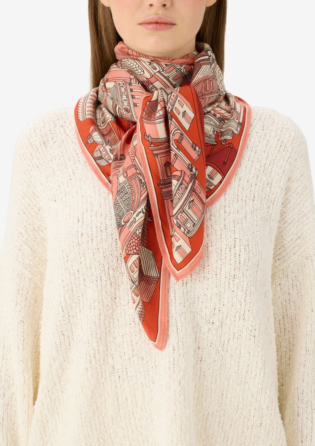 INOUI EDITIONS Roma 100 Square Scarf - Terracotta