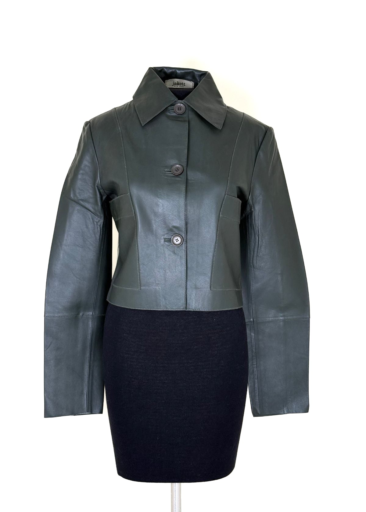 JAKETT Simona Vintage Leather Jacket - Dark Olive