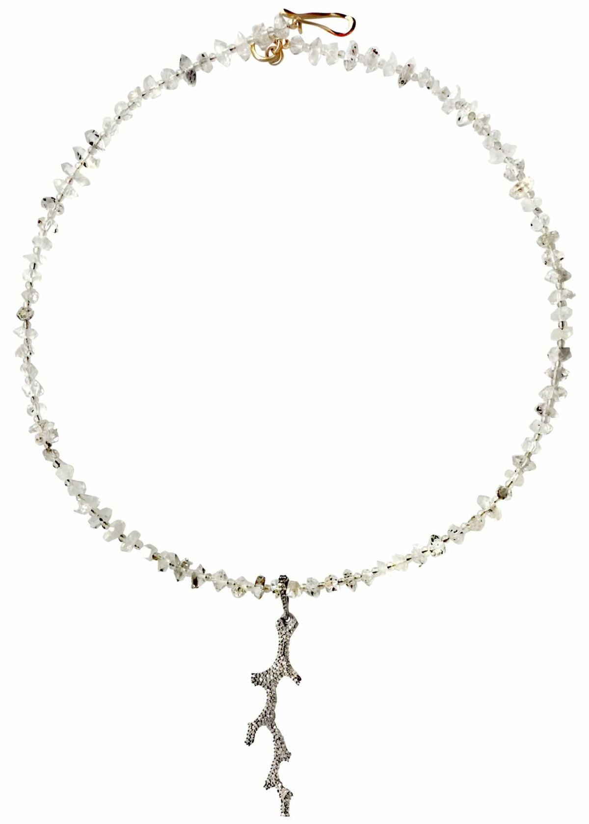 JULIE COHN Coral Branch Herkimer Diamond Sterling Silver Pendant Necklace