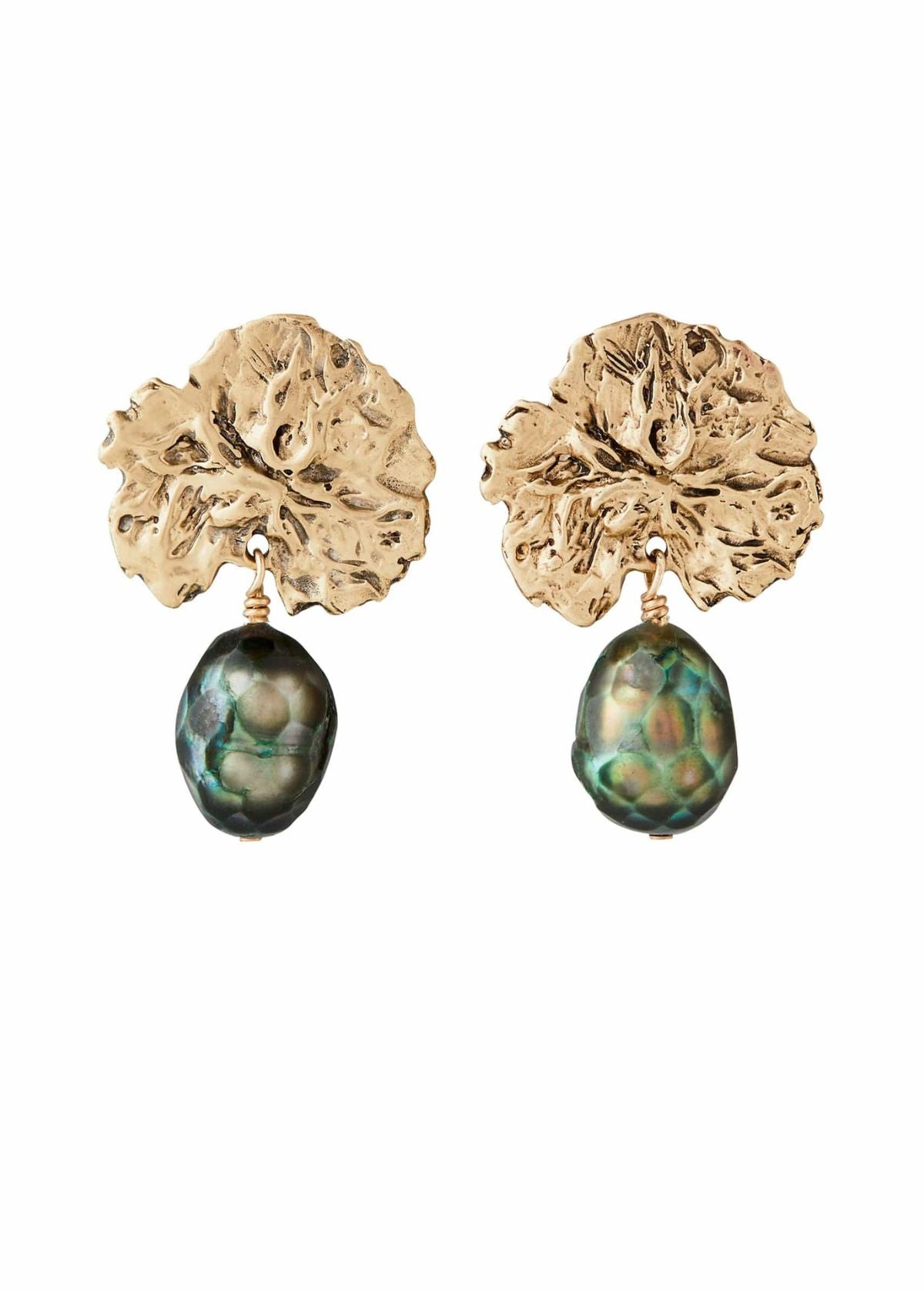 JULIE COHN Kelp Green Pearl Bronze Earring