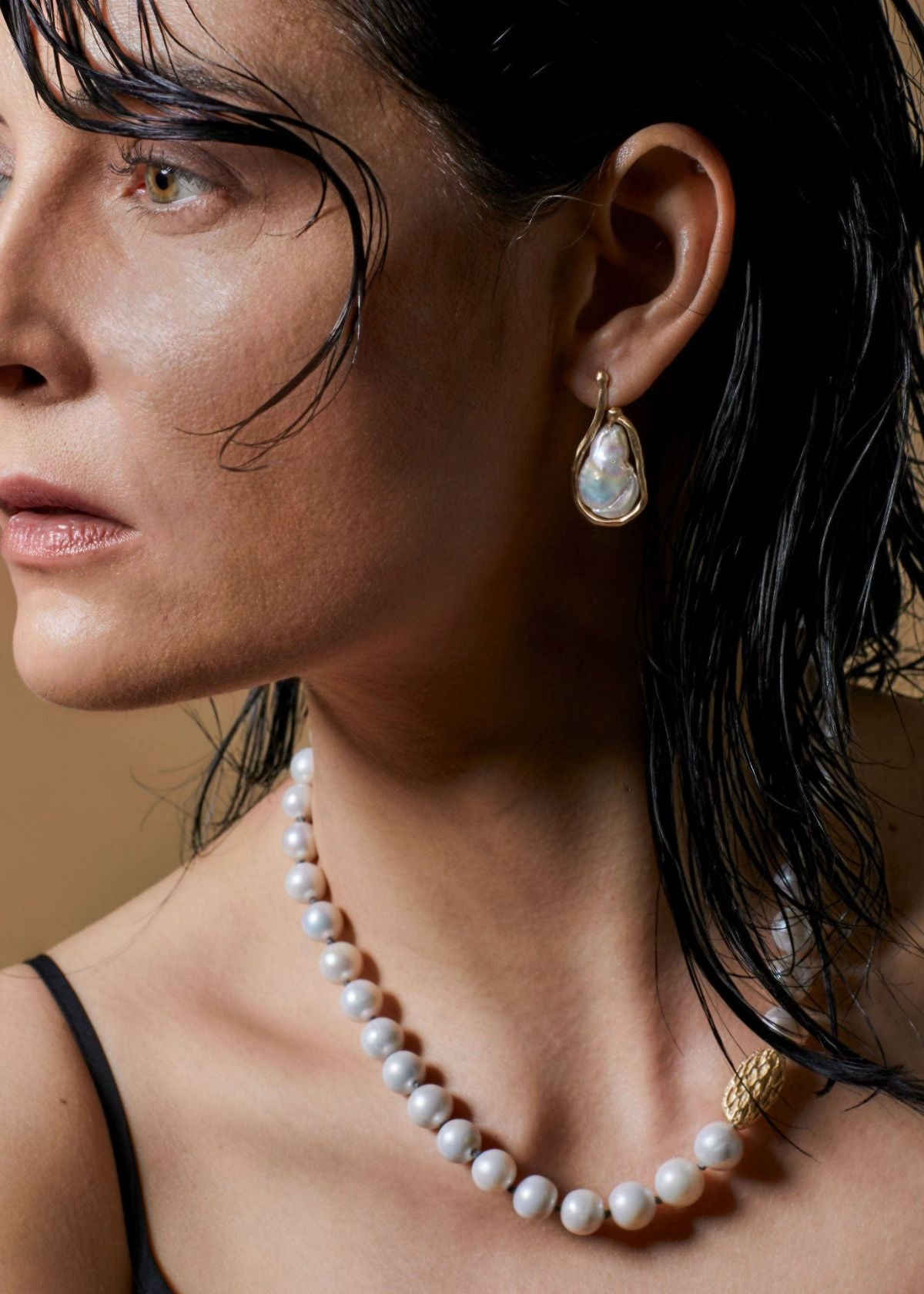 JULIE COHN Saturn Bronze Pearl Earring