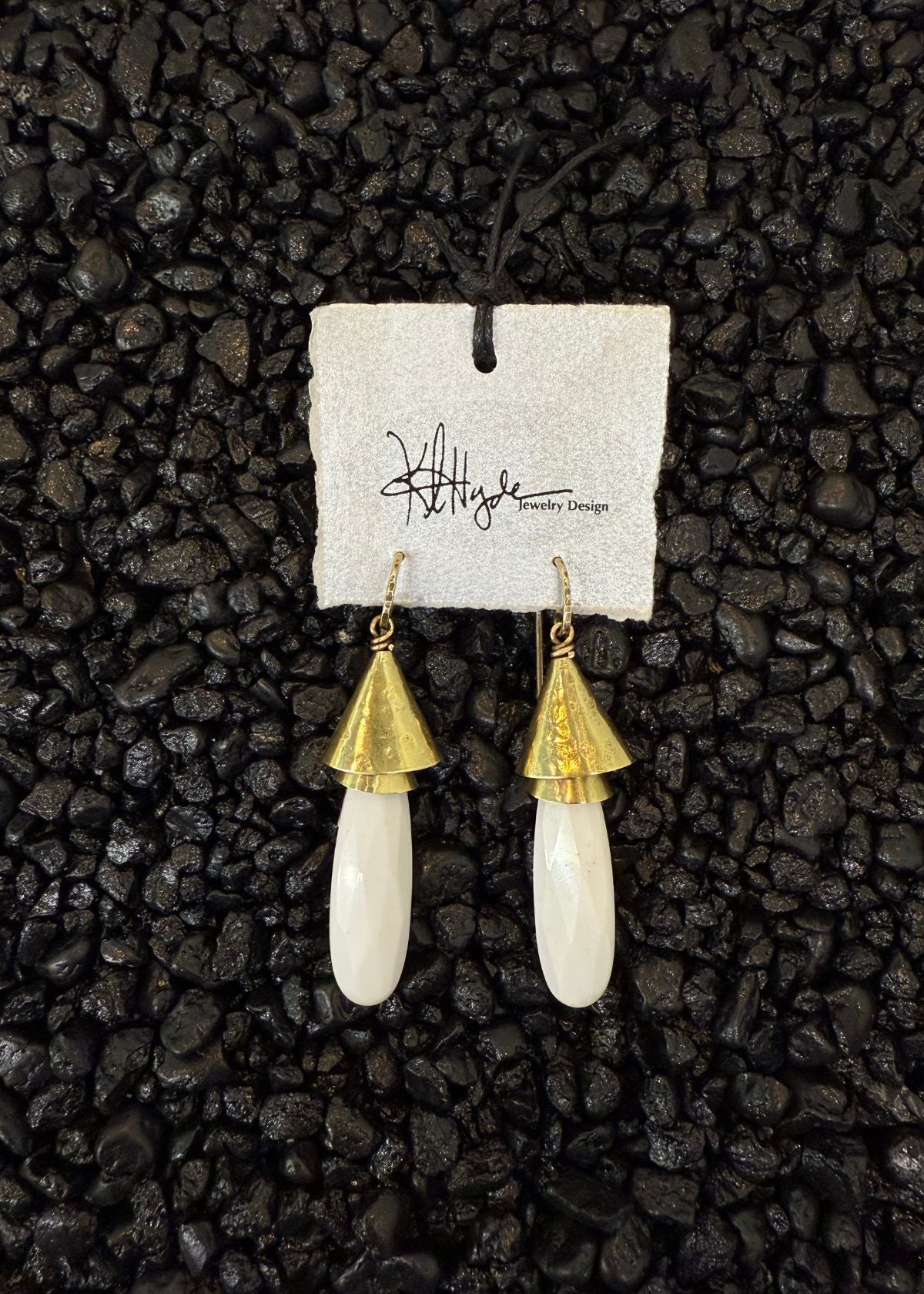 KRISTI HYDE Jade and Brass Bell Earring