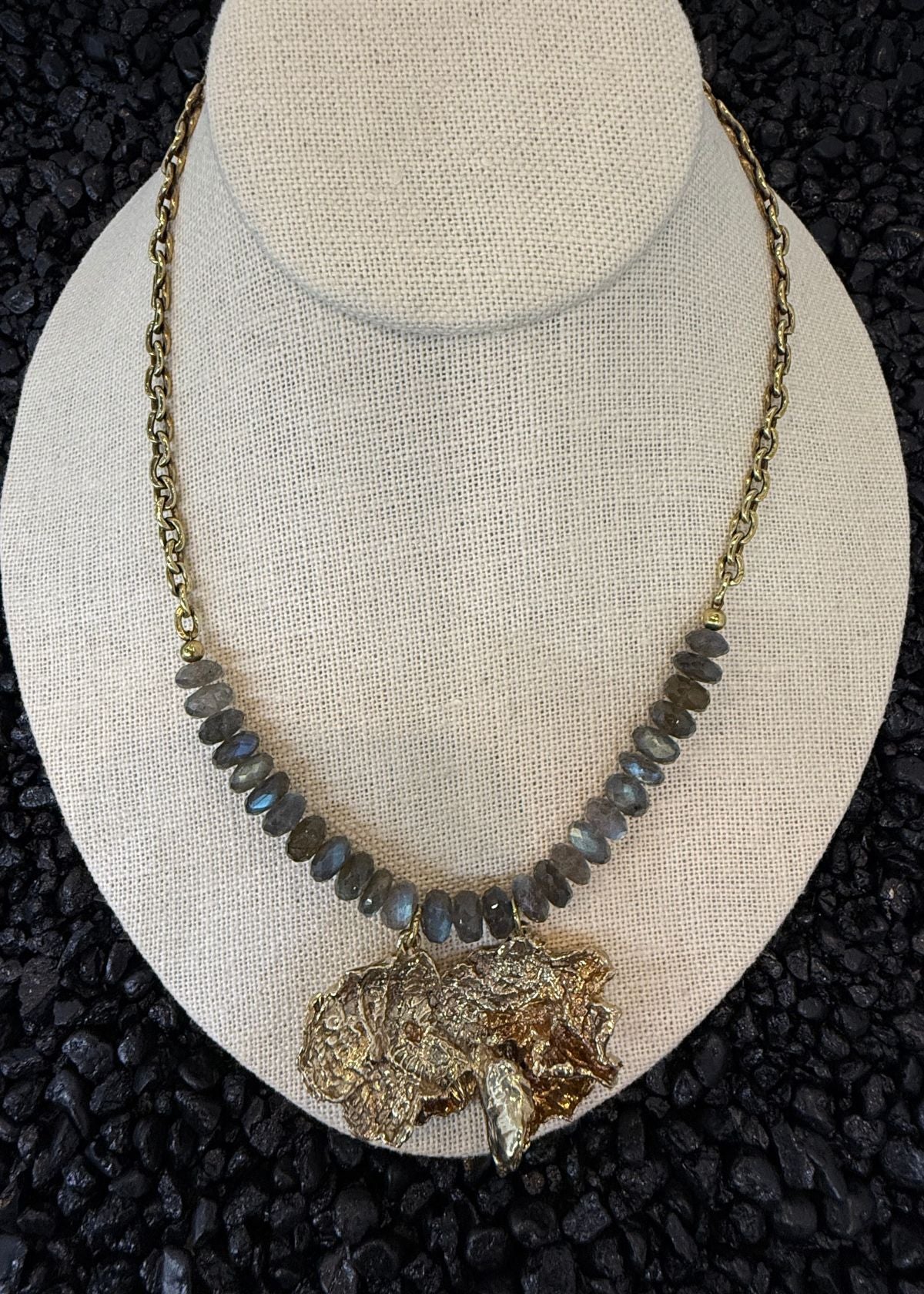 KRISTI HYDE Sculpted Brass Lichen Pendant Necklace