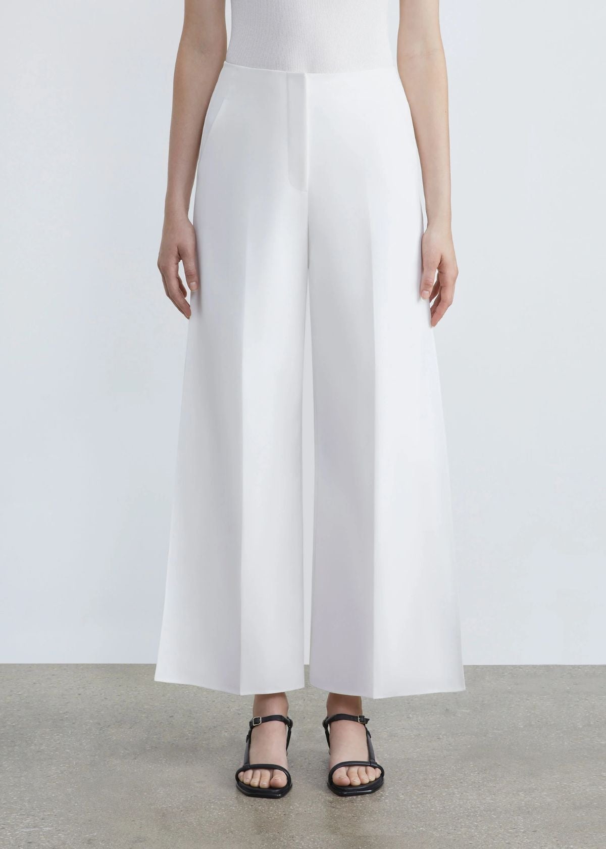 LAFAYETTE 148 Finesse Crepe Franklin Wide Leg Ankle Pant - Cloud
