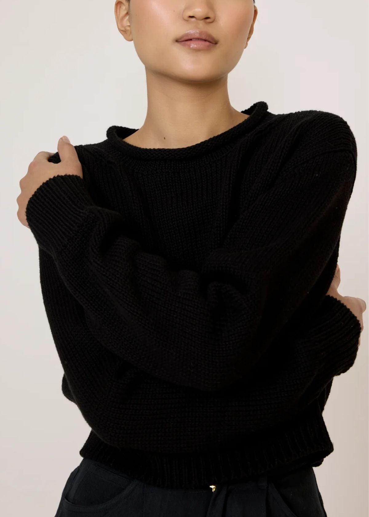 LAUDE THE LABEL Mare Rolled Neck Sweater - Black