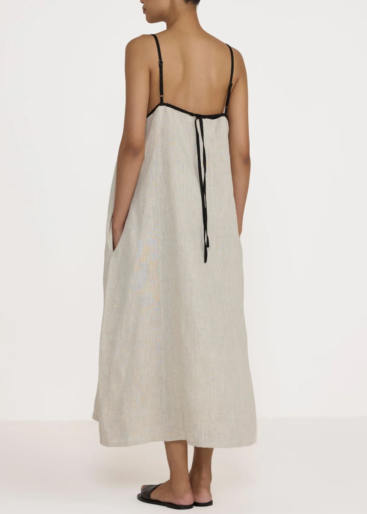 LAUDE THE LABEL Tie Back Slip Dress - Natural