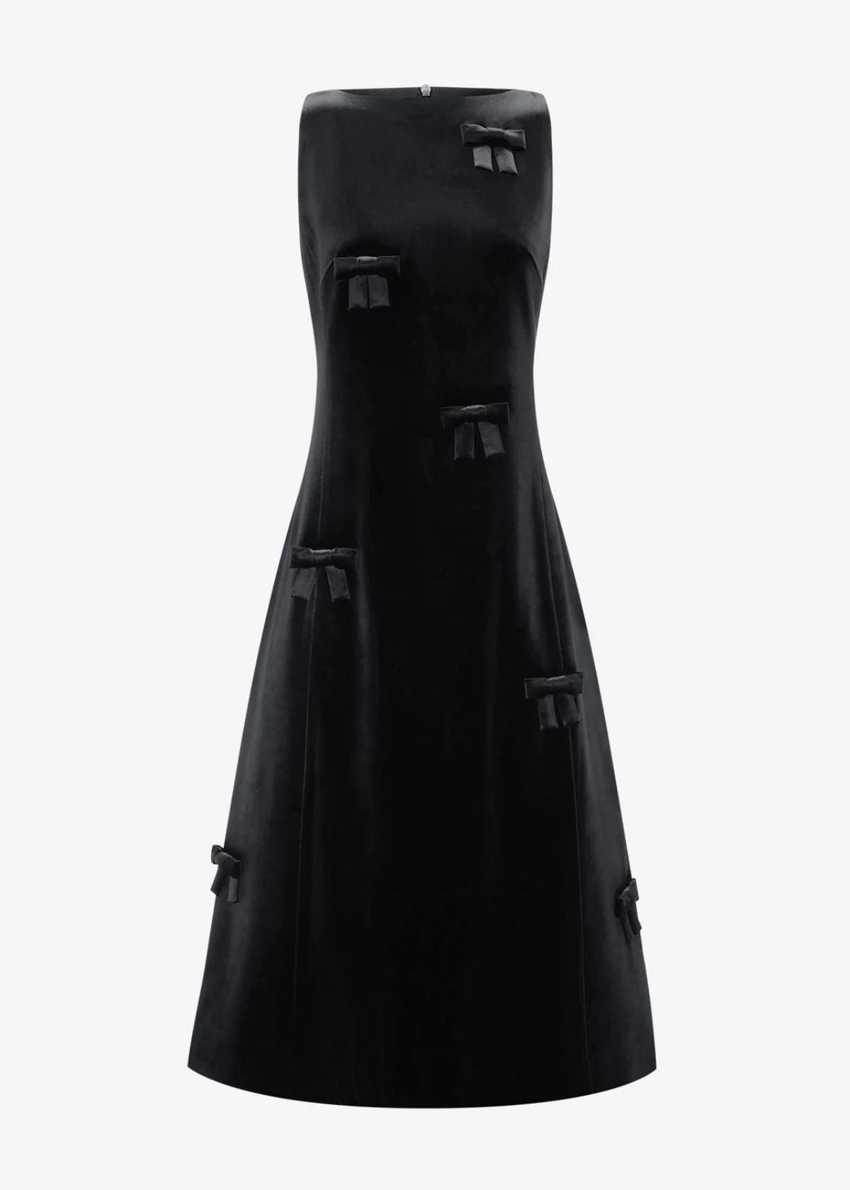 LEO LIN Cleo Velvet Bow Sleeveless Midi Dress - Ebony