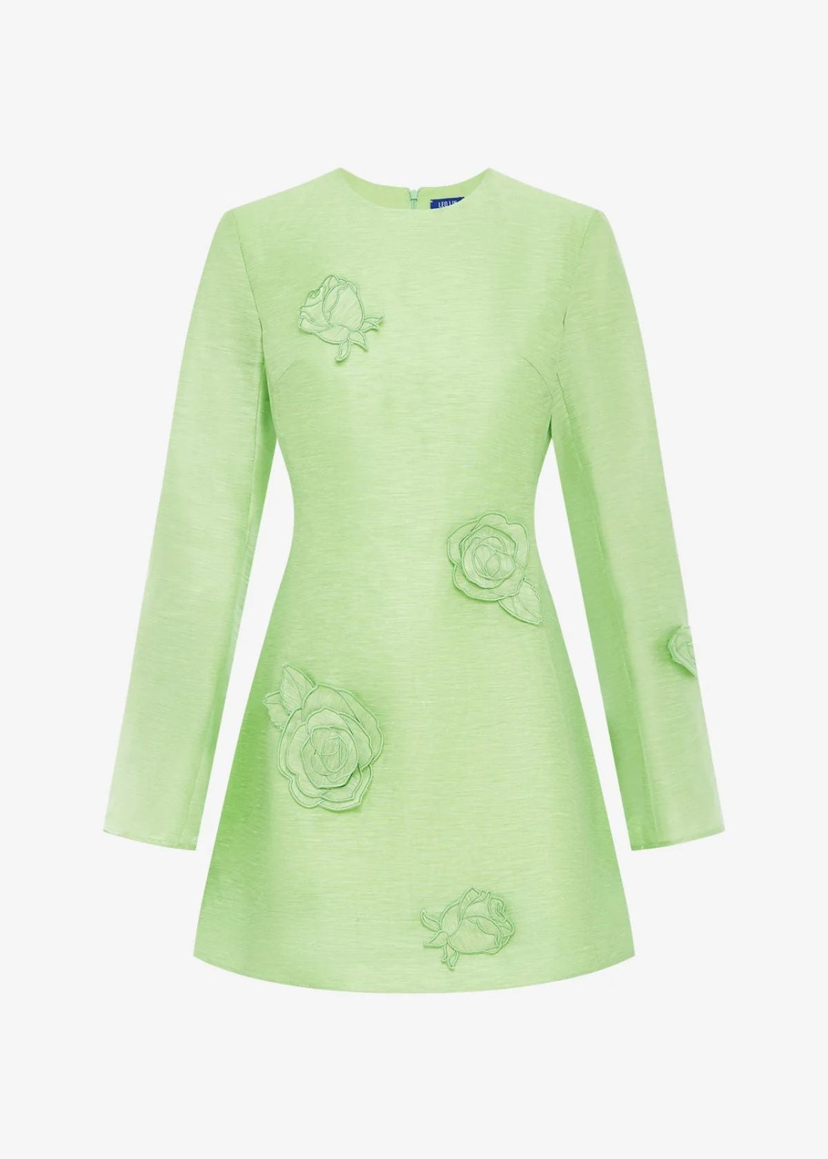 LEO LIN Suzanne Applique Long Sleeve Mini Dress - Juniper Green