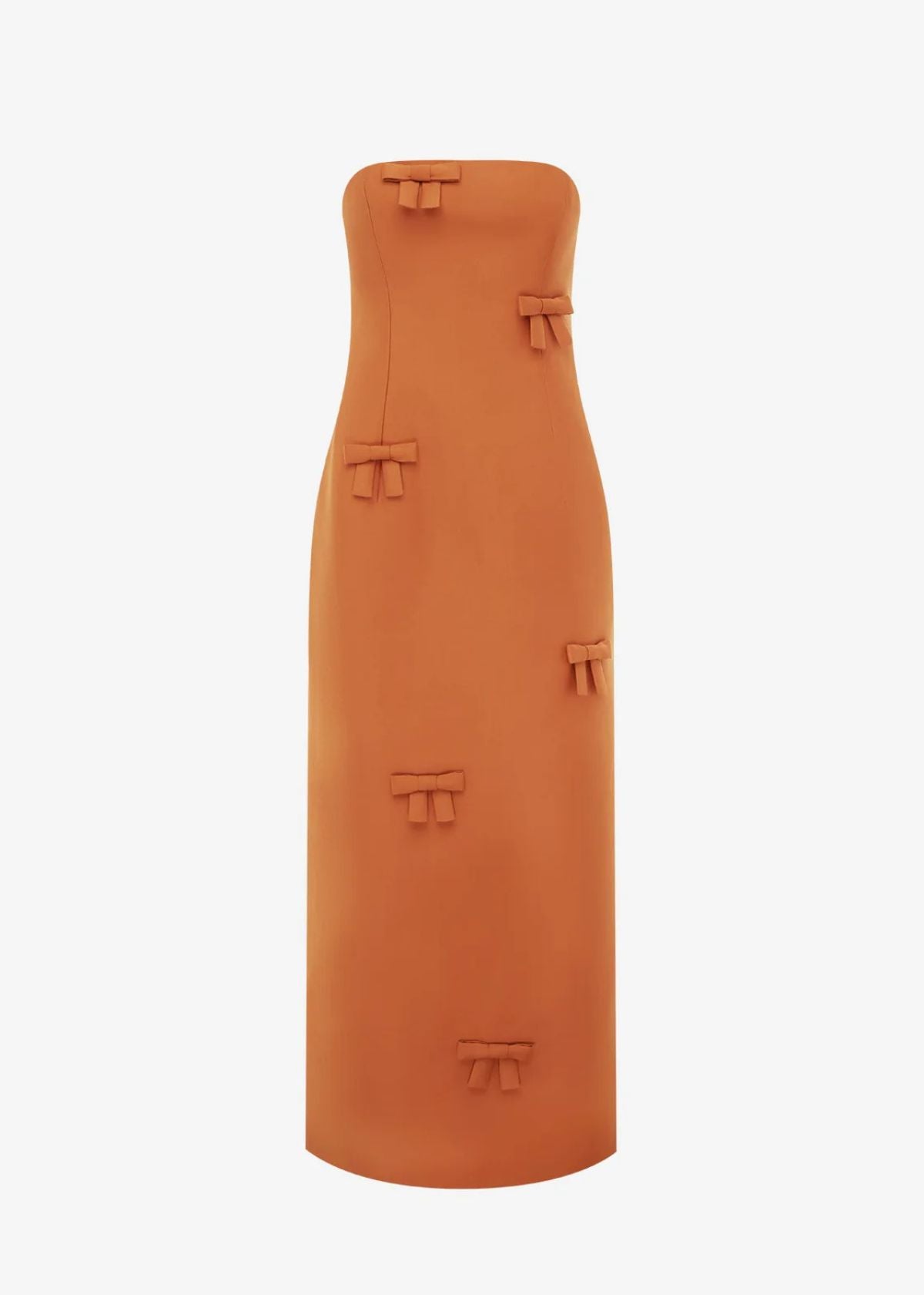 LEO LIN Rayna Bow Bustier Maxi Dress - Ochre