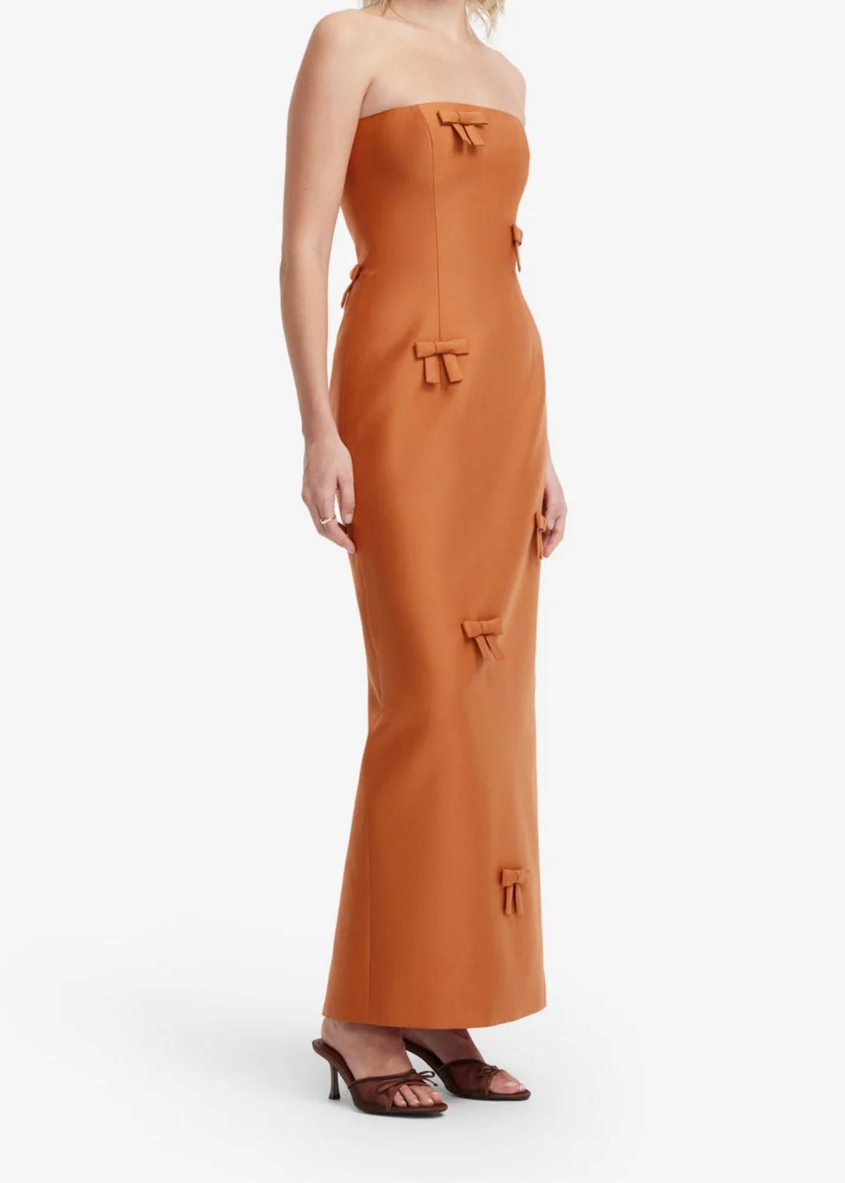 LEO LIN Rayna Bow Bustier Maxi Dress - Ochre