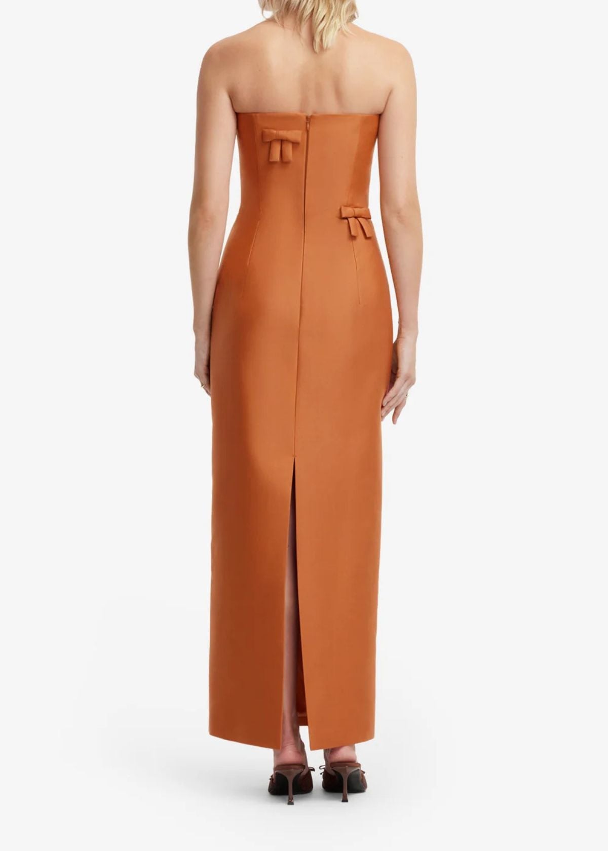LEO LIN Rayna Bow Bustier Maxi Dress - Ochre
