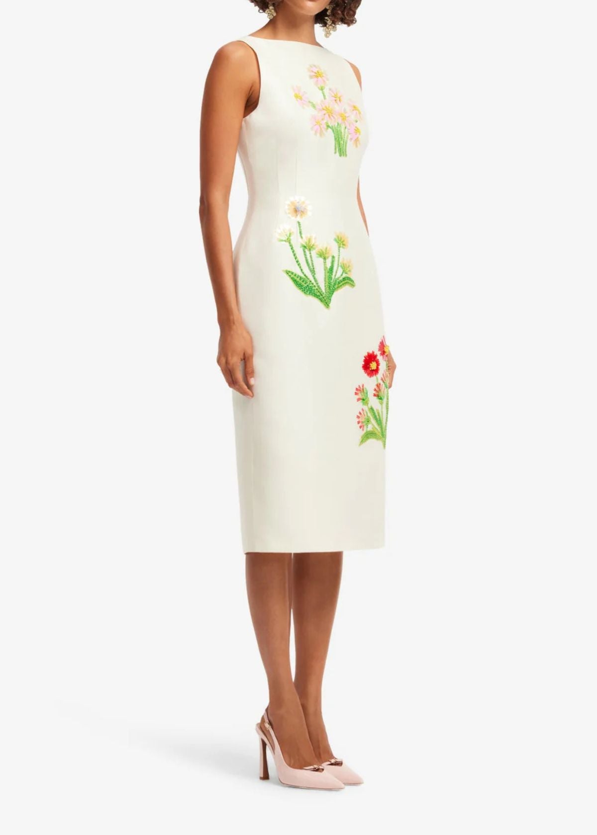 LEO LIN Eleanor Embellished Wool Midi Dress - Wildflower