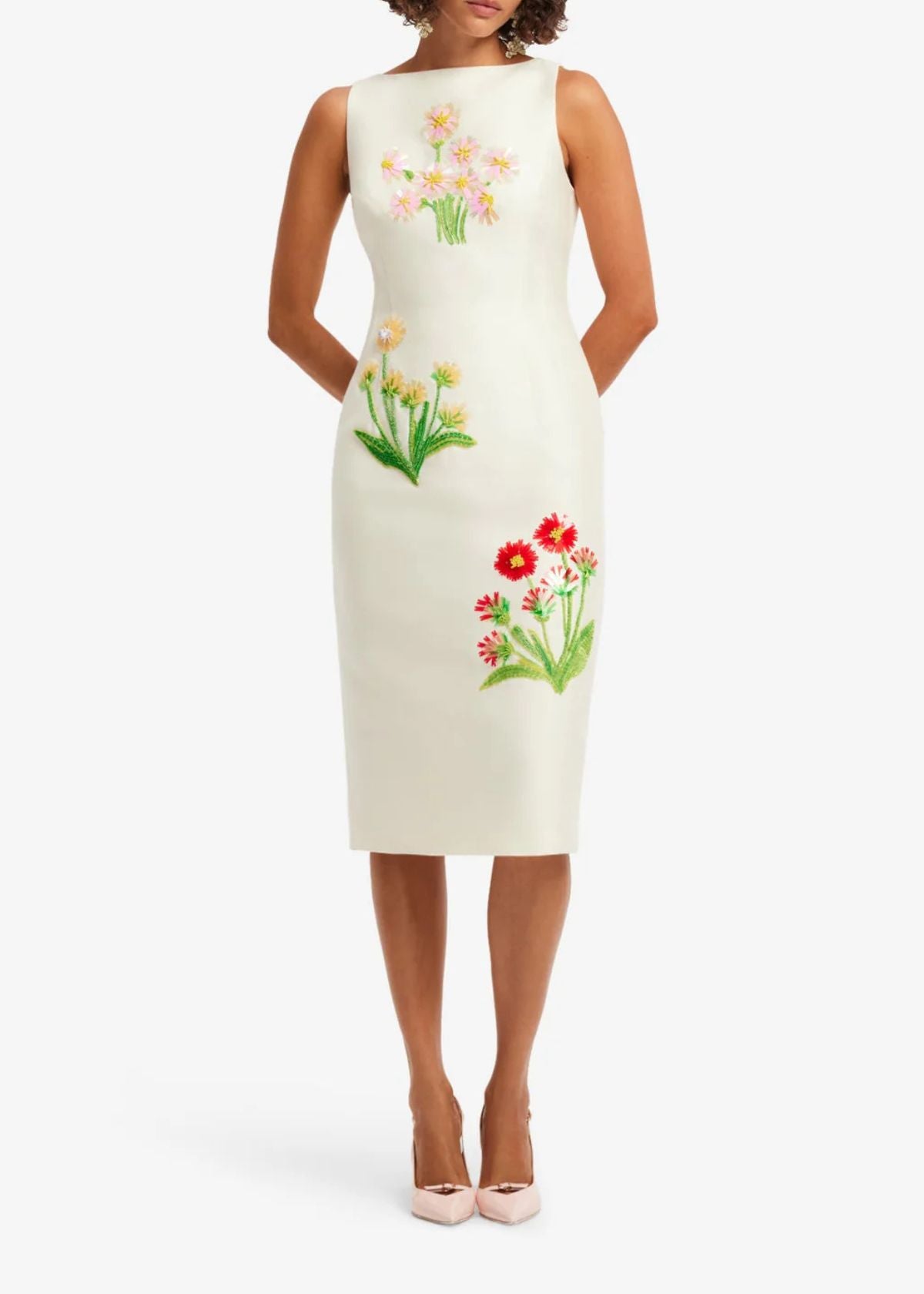 LEO LIN Eleanor Embellished Wool Midi Dress - Wildflower