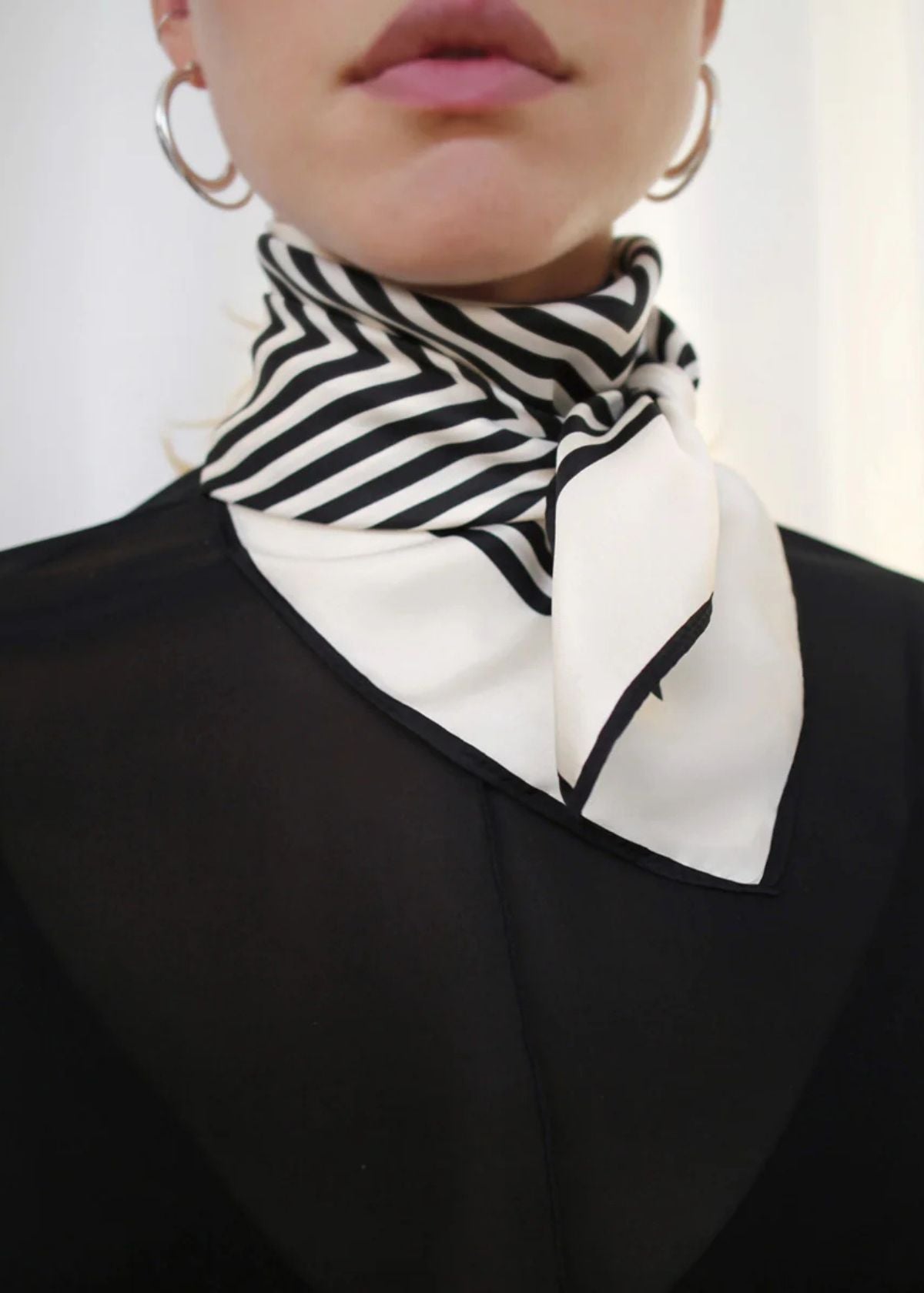 LESCARF No. 1 Silk Scarf - Cream and Black