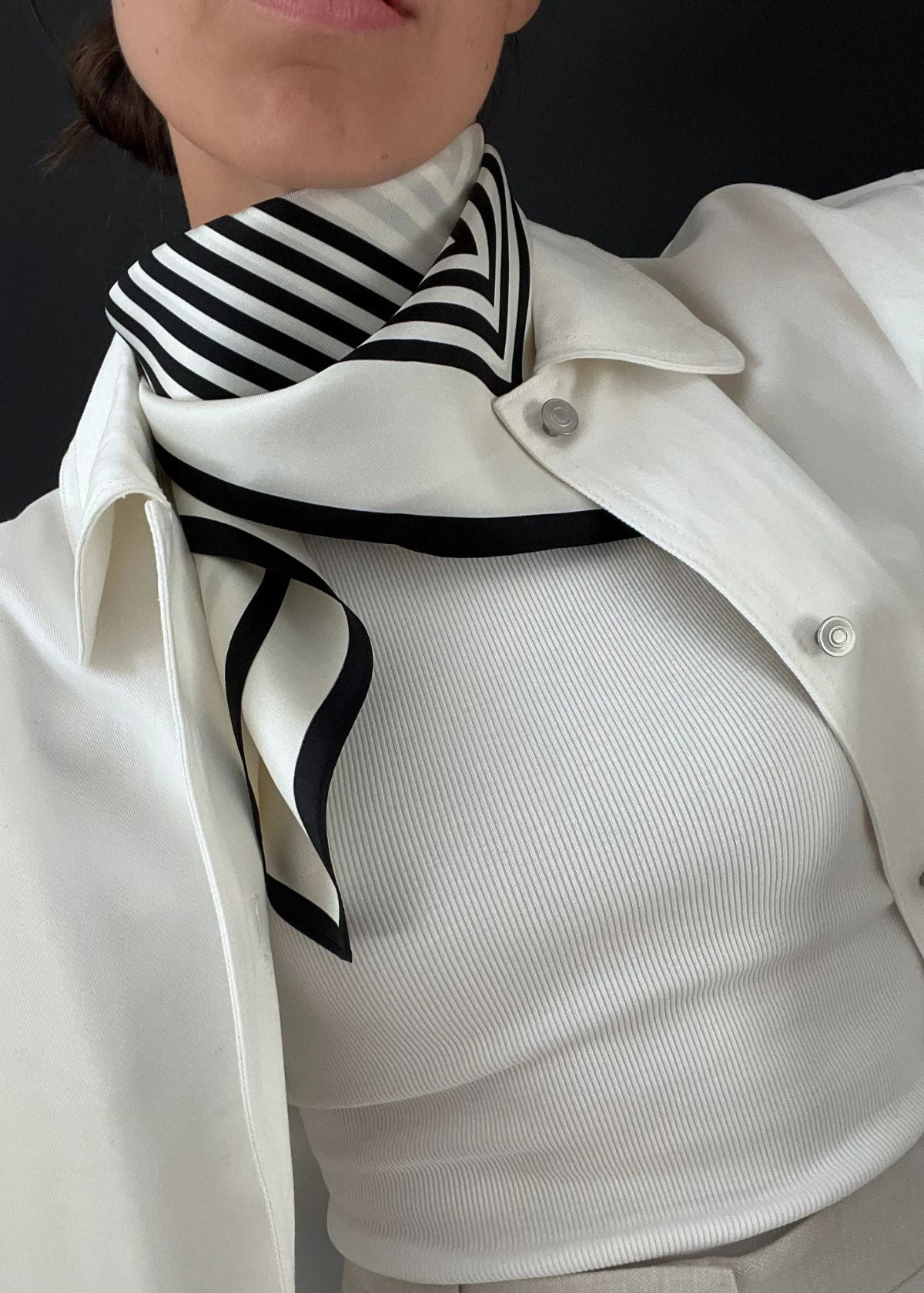 LESCARF No. 1 Silk Scarf - Cream and Black