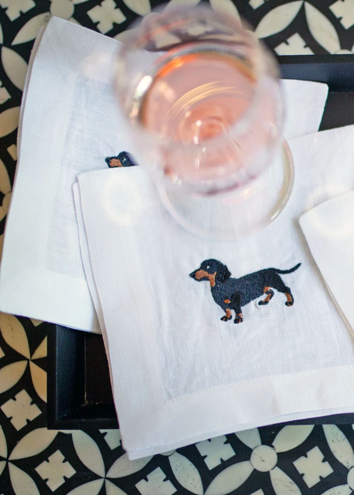 LETTERMADE Dachshund Embroidered Cocktail Napkins
