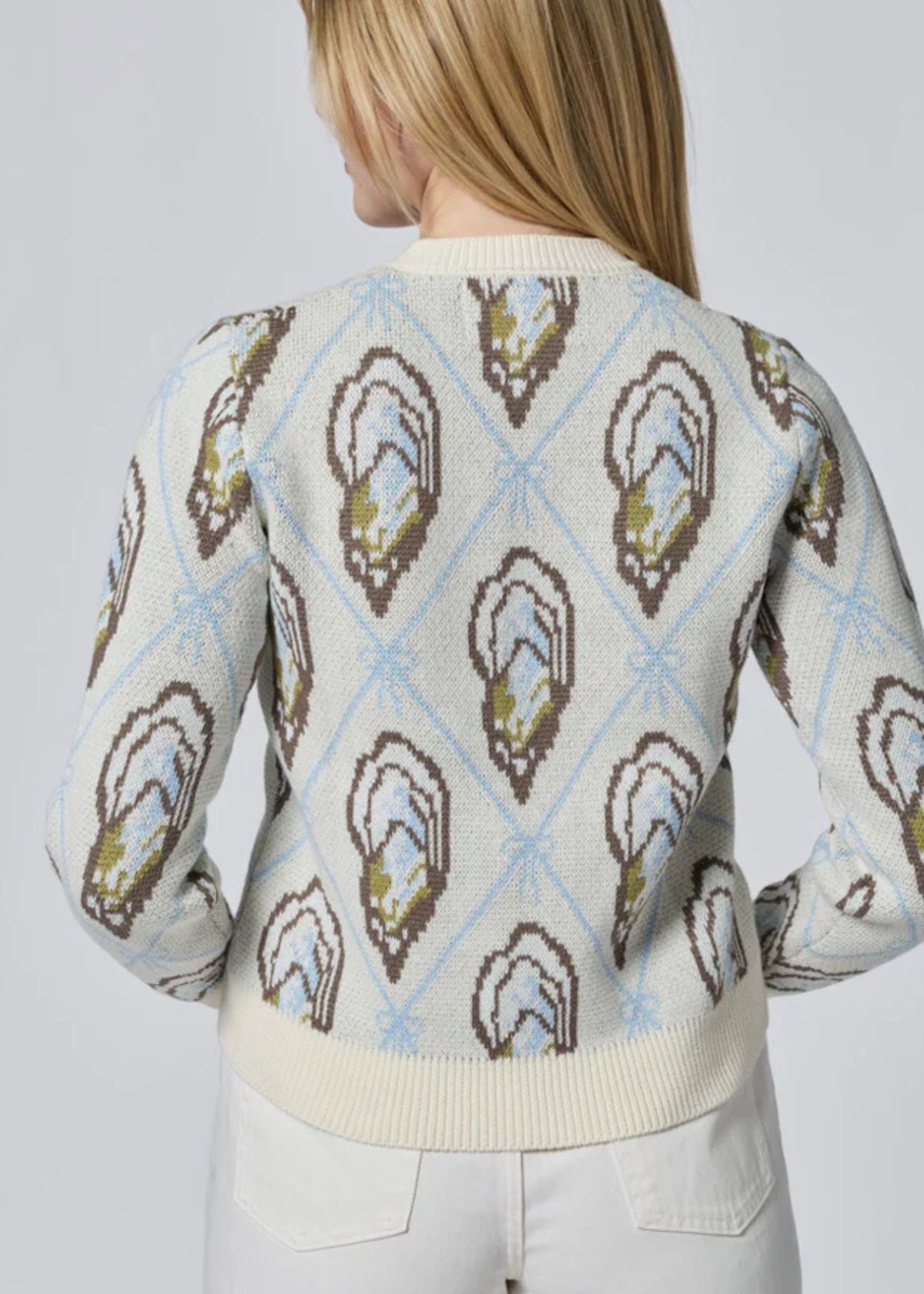 LINGUA FRANCA Margot Oyster Cardigan - Cream Multi